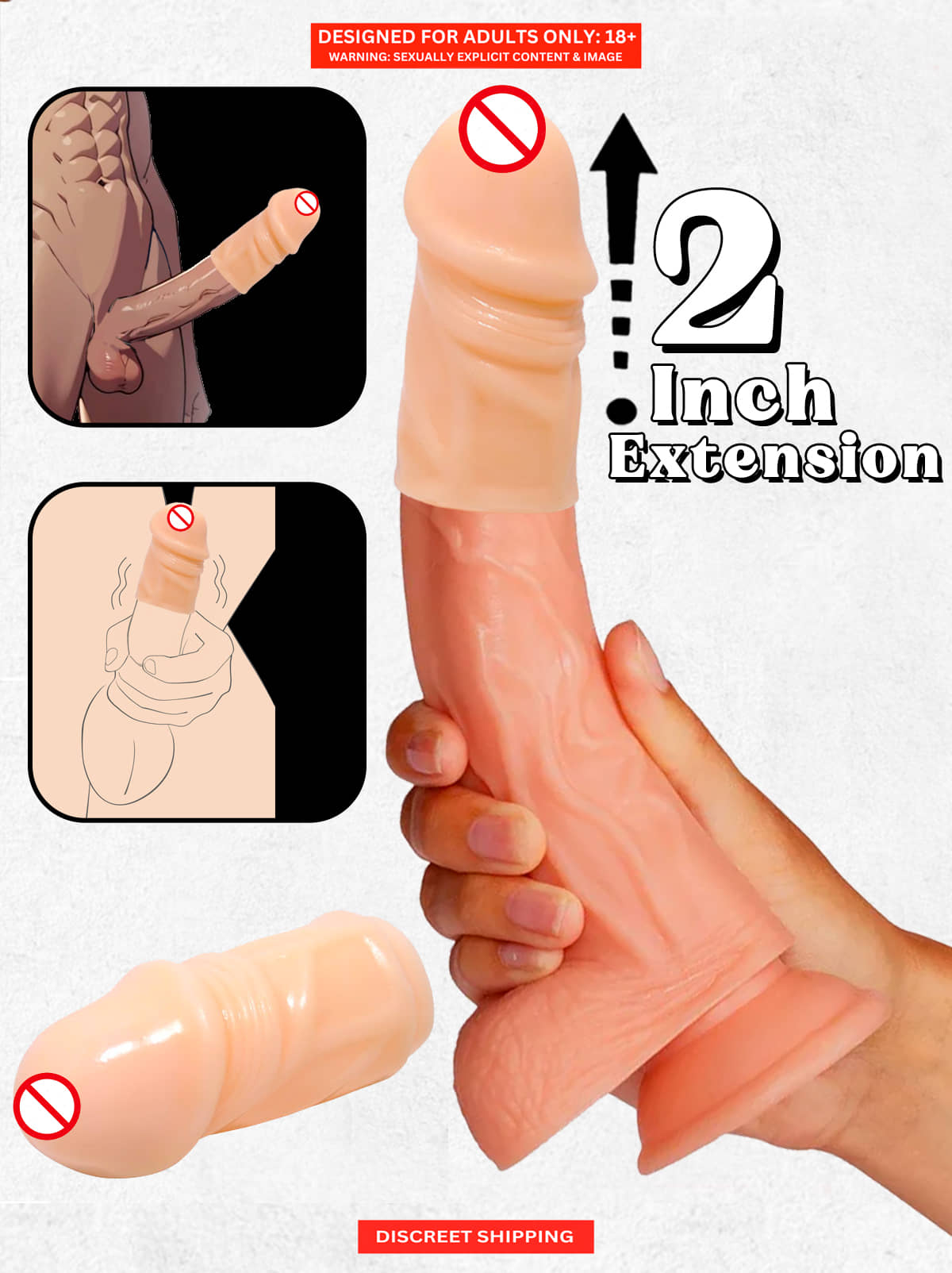 2 Inch Penis extension To Increase Size and Stamina + free lubricant By Naughty Nights