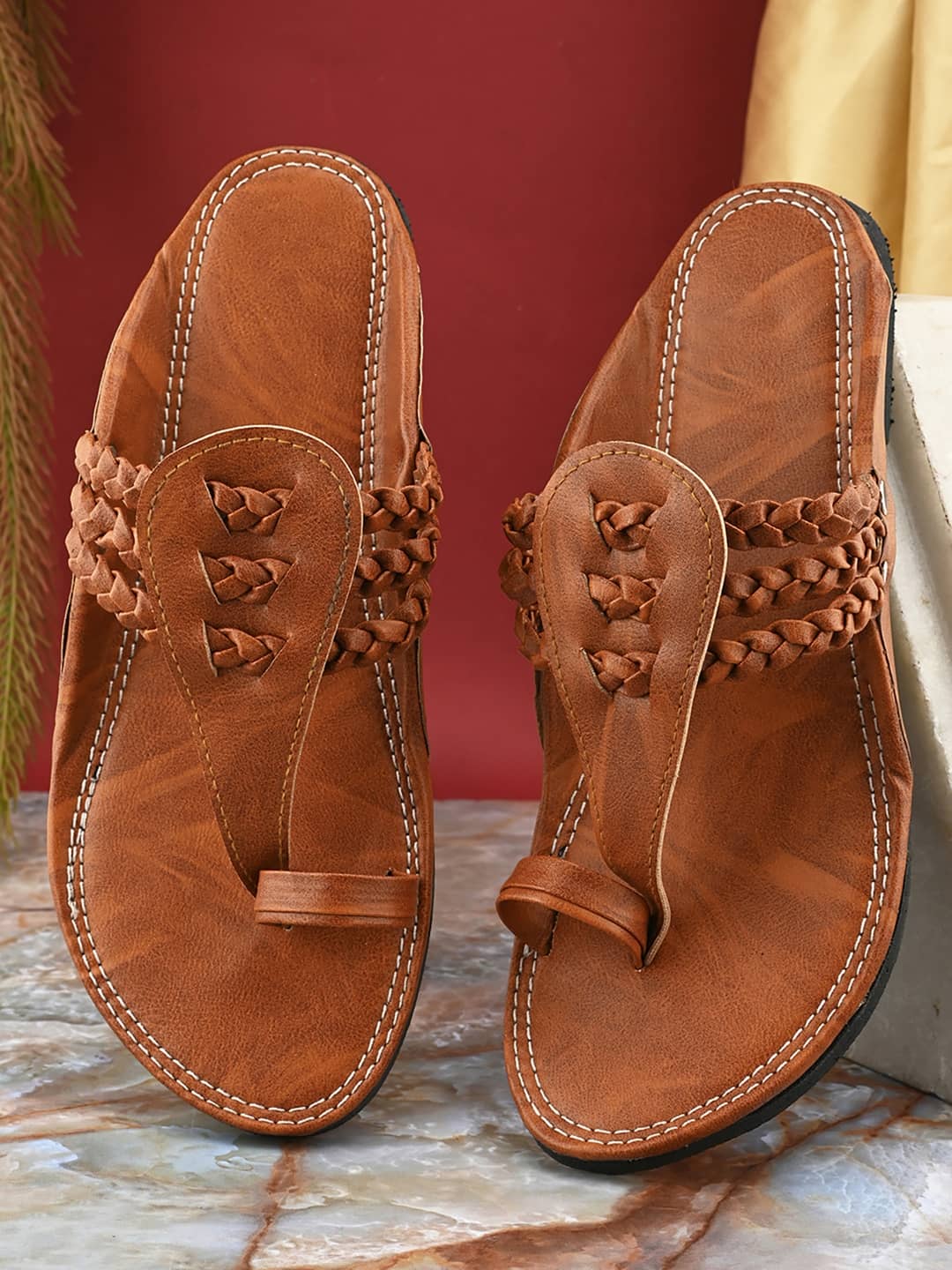 Anjaneya Creations Tan Men's Kolhapuris - Ethnic Shoes | Buy online on ZillyBuy