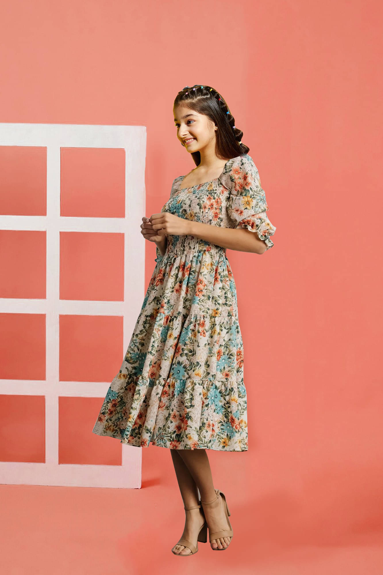 DEARTHANK Crepe Fit And Flare Dress For Girls ( Pack of 1 , Multicolor ) DEARTHANK Crepe Fit And Flare Dress For Girls ( Pack of 1 , Multicolor )