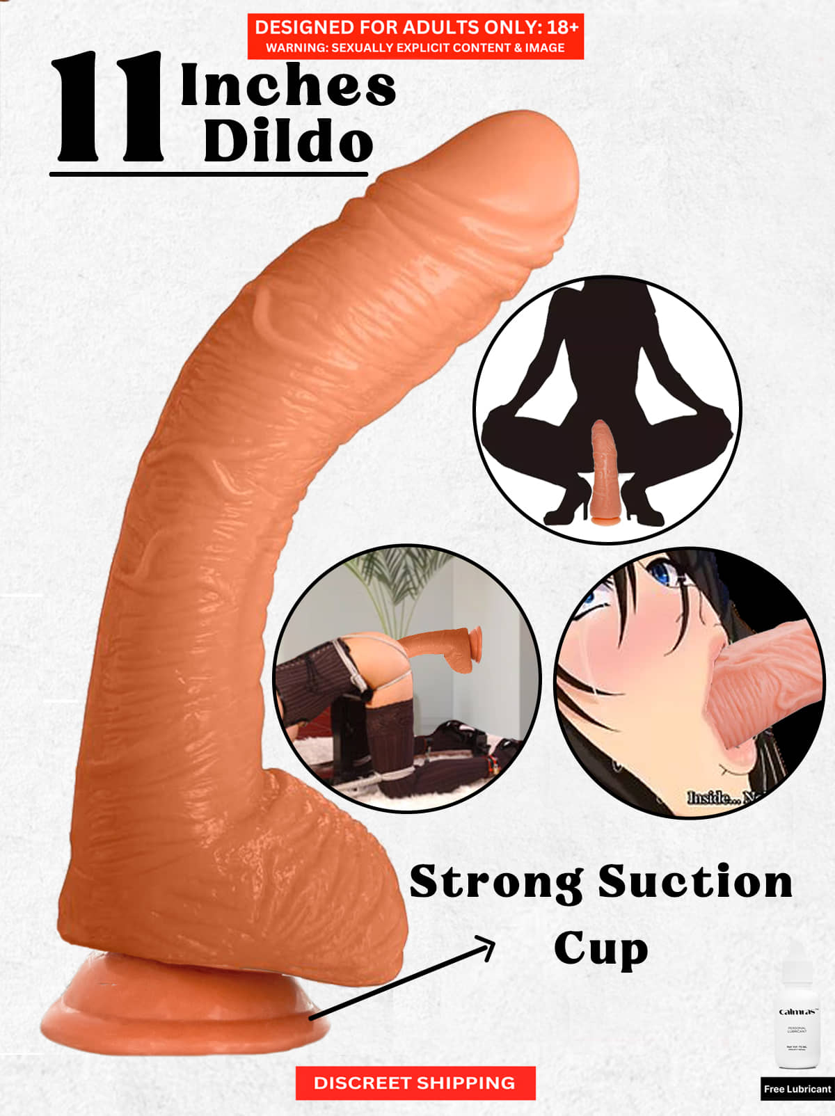 Huge 11 Inch Dildo for Women with Suction Cup Realistic Silicon G-spot Dildo Sex Toys for Girls Pleasure with Free Lube – Naughty Nights
