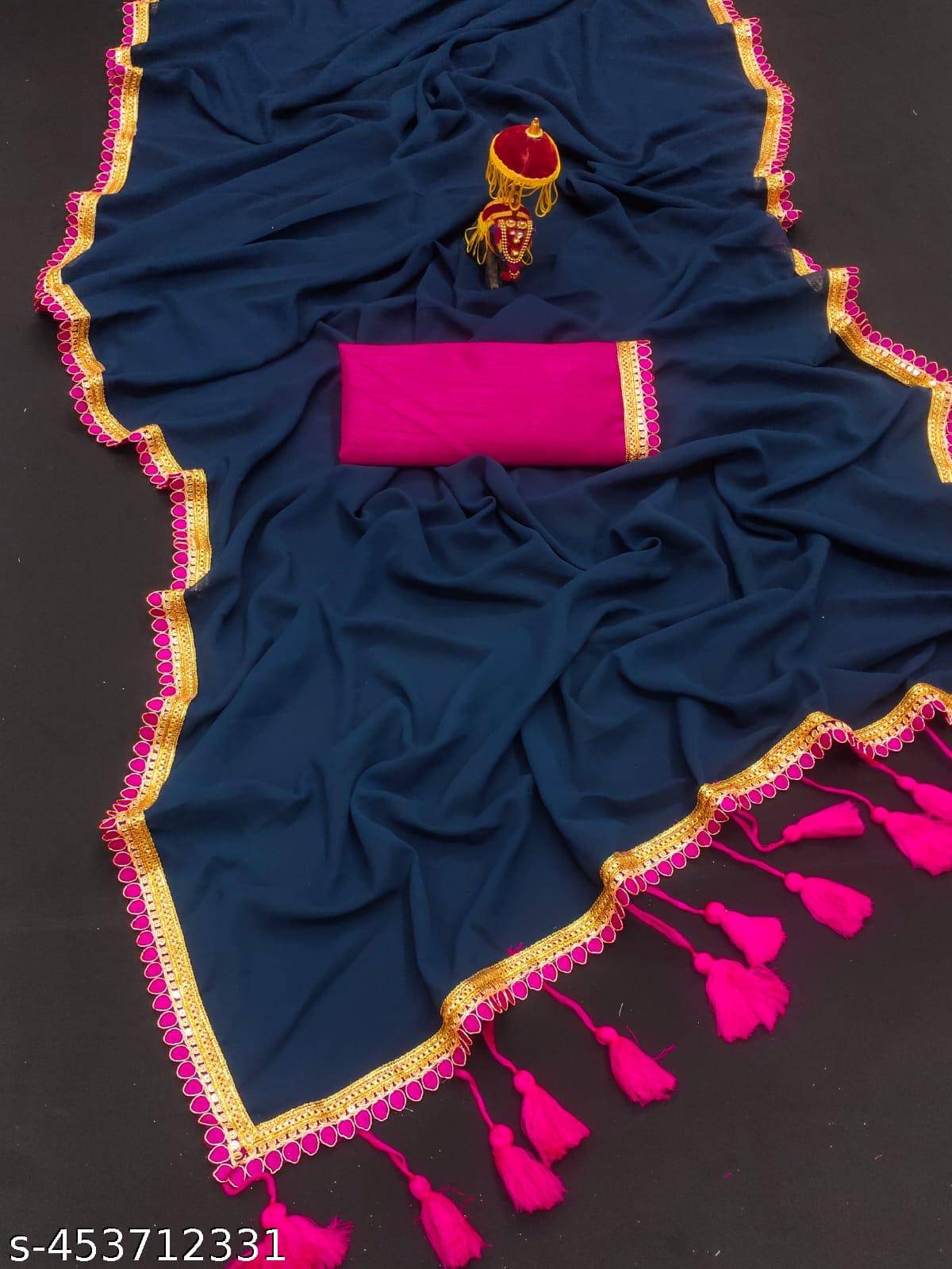 Kalpana Creation Georgette Embellished Saree With Unstitched Blouse Piece ( Multicolor ) Kalpana Creation Georgette Embellished Saree With Unstitched Blouse Piece ( Multicolor )