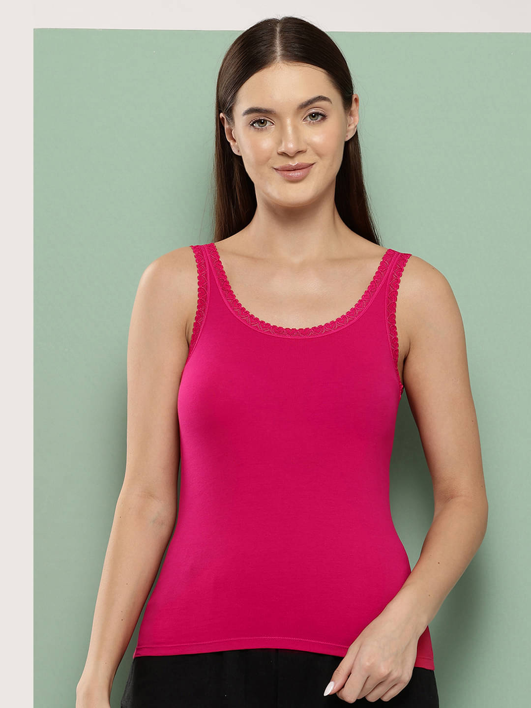 Leading Lady Pack of 1 Camisole/ Tank Top Cotton Blended Camisoles ( Pink )     			Leading Lady Pack of 1 Camisole/ Tank Top Cotton Blended Camisoles ( Pink )