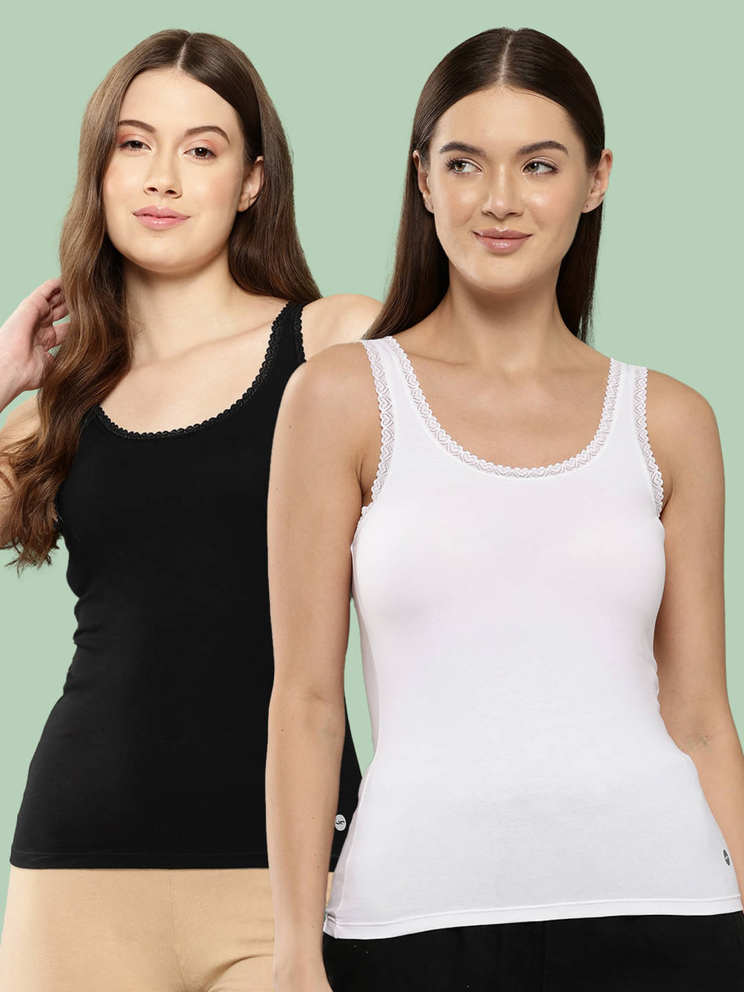 Leading Lady Pack of 2 Camisole/ Tank Top Cotton Blended Camisoles ( White ) Leading Lady Pack of 2 Camisole/ Tank Top Cotton Blended Camisoles ( White )