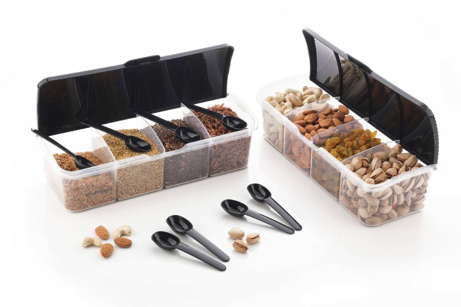 Metrolife Kitchen Organizer Plastic Grey Multi-Purpose Container ( Set of 2 )