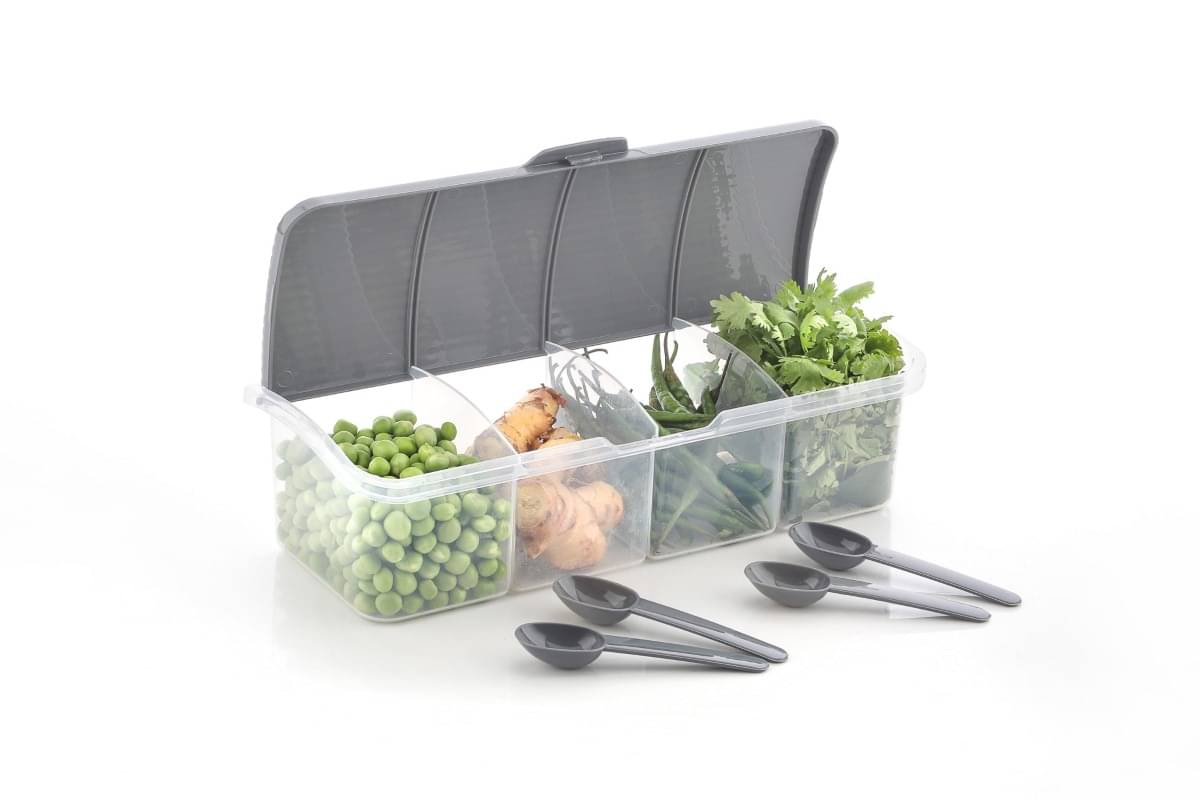 Metrolife Kitchen Organizer Plastic Grey Multi-Purpose Container ( Set of 1 ) Metrolife Kitchen Organizer Plastic Grey Multi-Purpose Container ( Set of 1 )