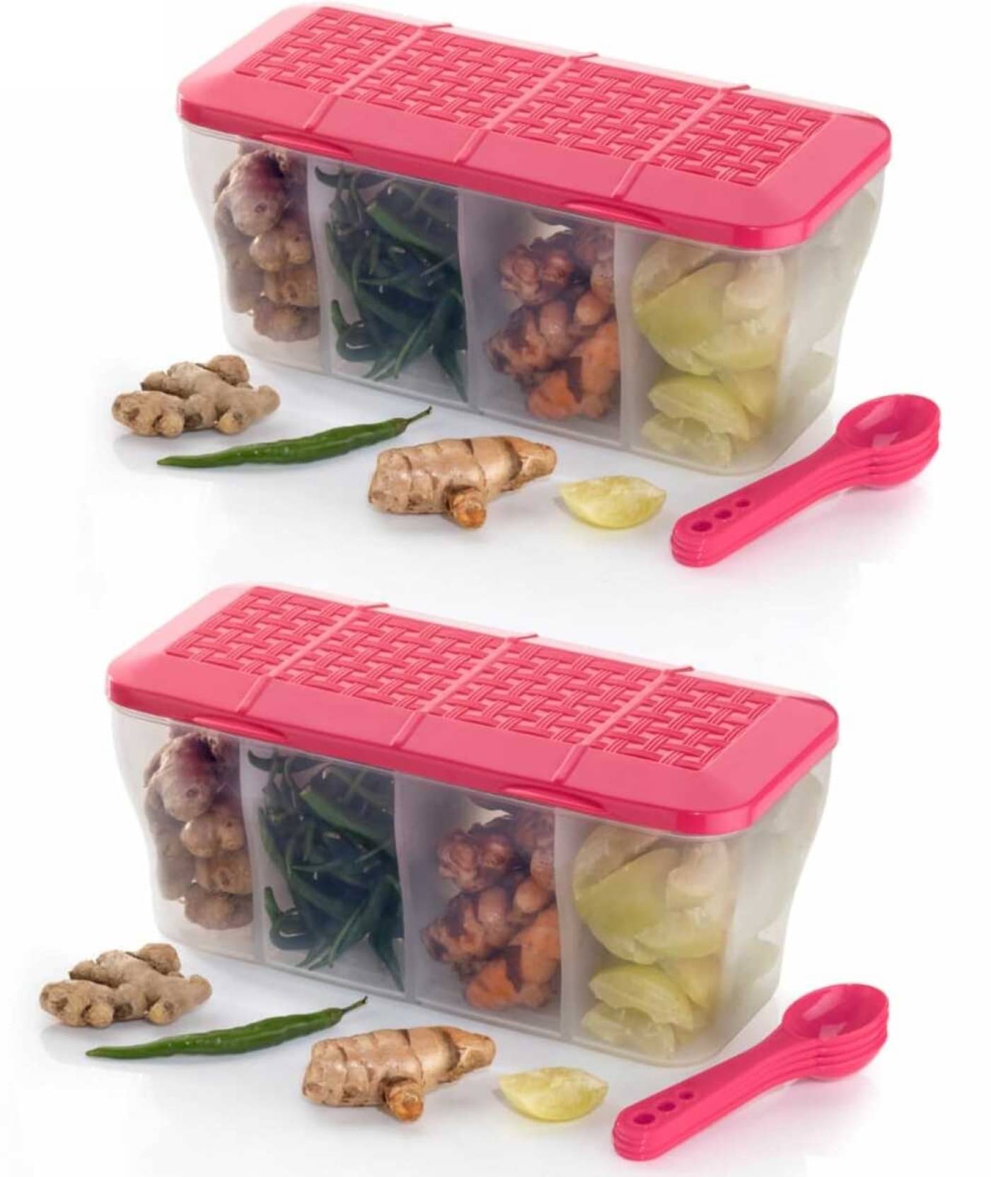Metrolife Kitchen Organizer Plastic Pink Spice Container ( Set of 2 ) Metrolife Kitchen Organizer Plastic Pink Spice Container ( Set of 2 )