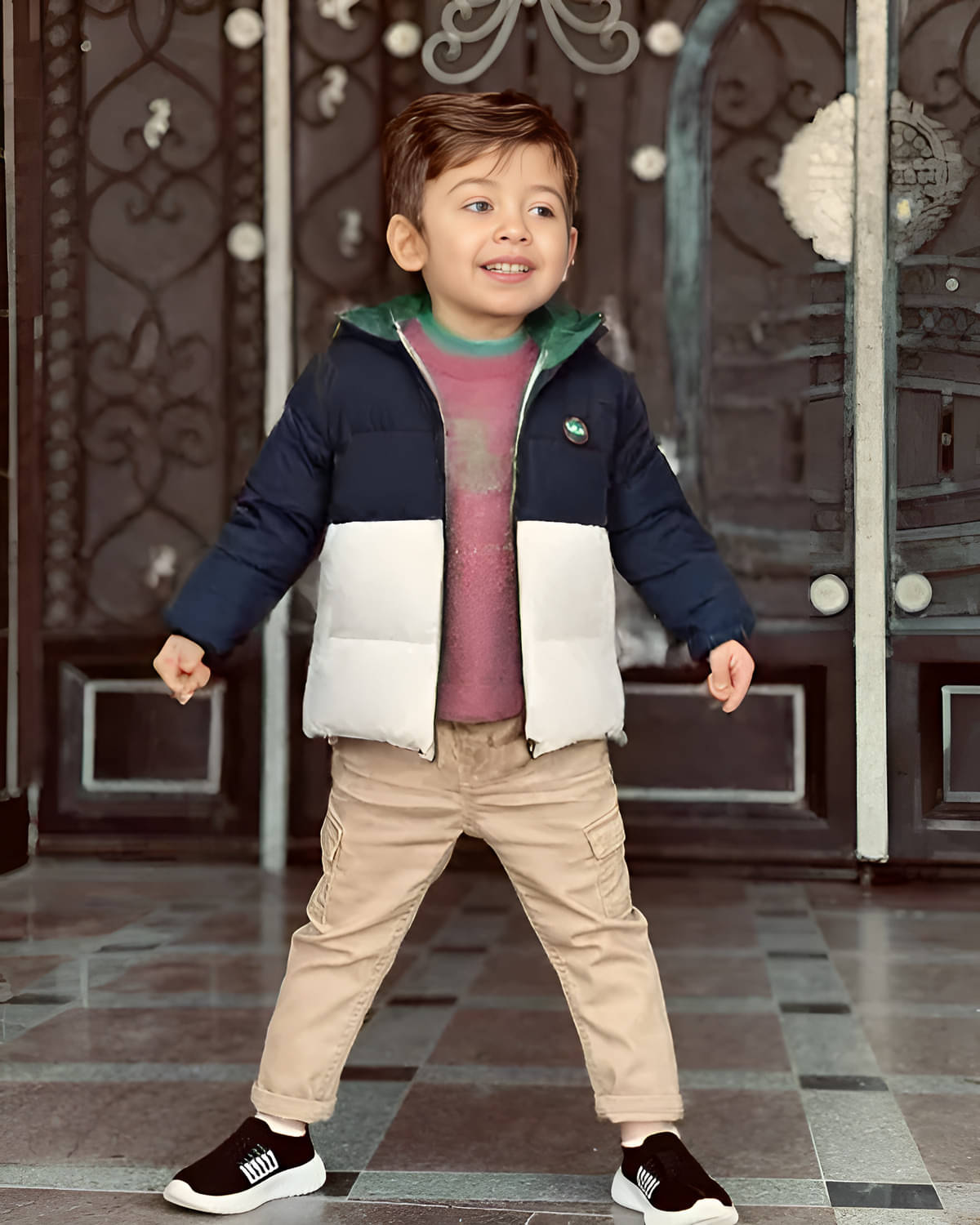     			PLUS PARADISE Boys Polyester Quilted & Bomber Jacket ( Navy , Pack of 1 )