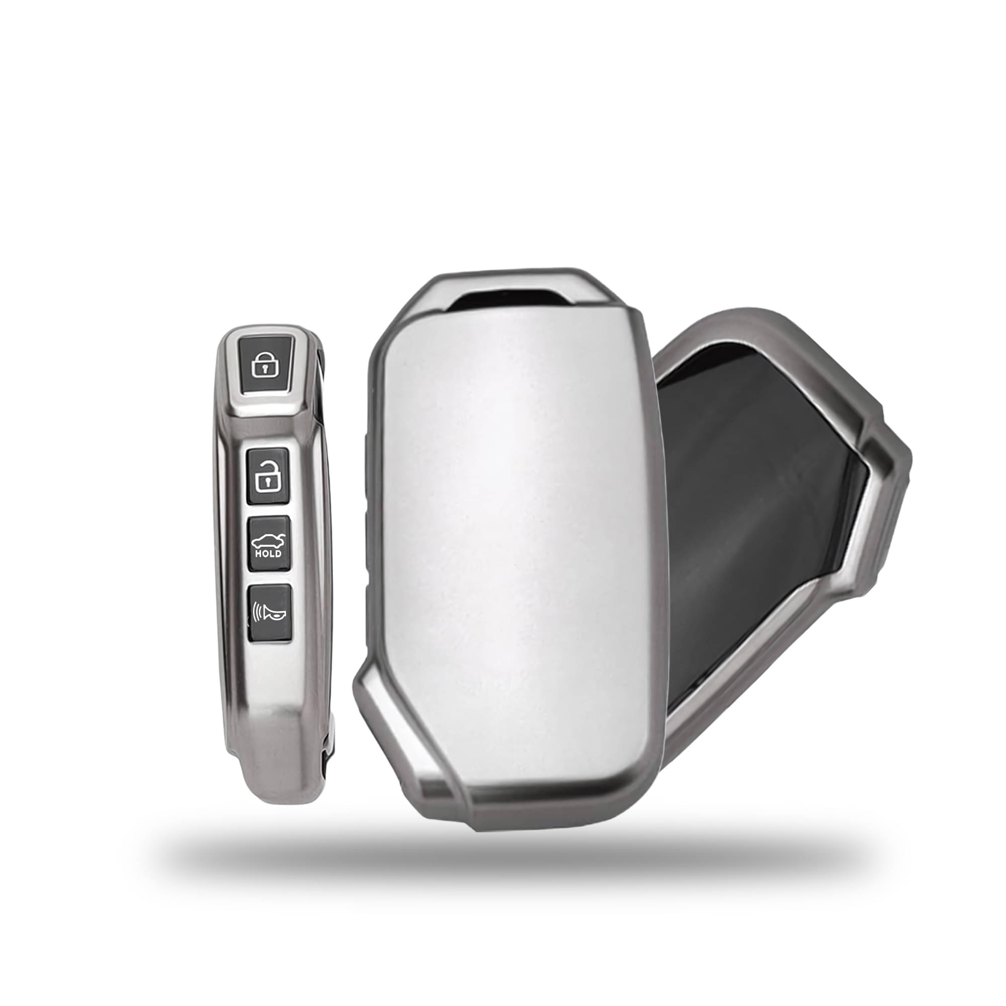 SIAGO TPU Key Cover and Metal Keychain Compatible for Kia Seltos 2023 Facelift HTX | Carens X Line 4 Button Smart Key (Grey Pack of 1) SIAGO TPU Key Cover and Metal Keychain Compatible for Kia Seltos 2023 Facelift HTX | Carens X Line 4 Button Smart Key (Grey Pack of 1)