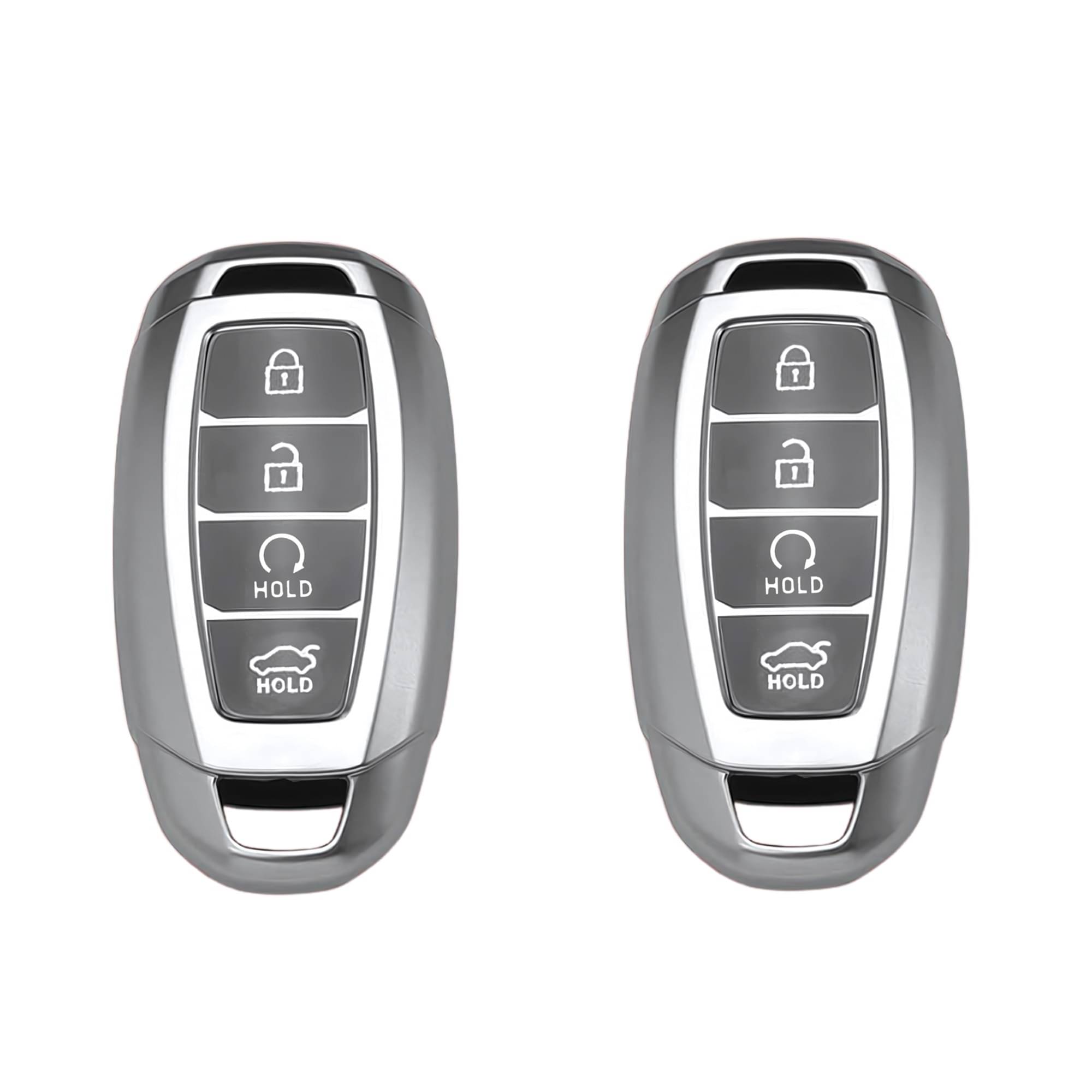 SIAGO TPU Key Cover and Metal Keychain Compatible for Hyundai Verna 2023 Car 4 Button Smart Key (Grey Pack of 2) SIAGO TPU Key Cover and Metal Keychain Compatible for Hyundai Verna 2023 Car 4 Button Smart Key (Grey Pack of 2)