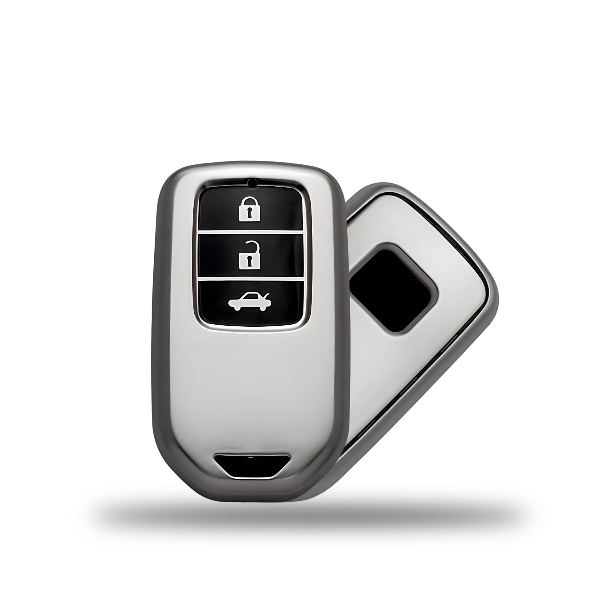     			SIAGO TPU Key Cover and Metal Keychain Compatible for Honda City, Civic, Jazz, Amaze, CR-V, BR-v, WR-V with 3 Button Smart Key (Grey Pack of 1)