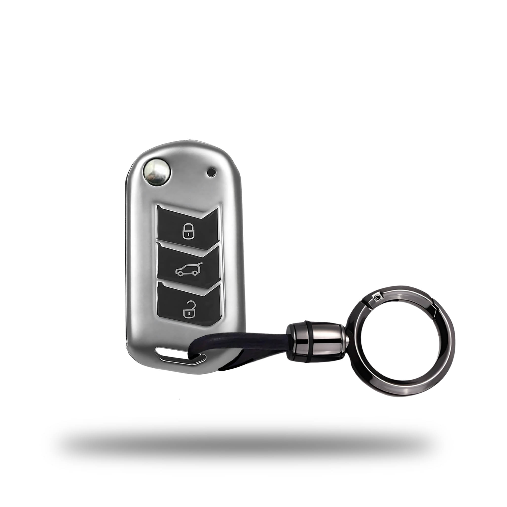     			SIAGO TPU Key Cover and Round Keychain Compatible for Mahindra Scorpio 2019+| Bolero 2020+ XUV 300 | Marazzo | XUV 700 | XUV 400 ev | Bolero | Thar 2020+ 3 Button Flip Key (Grey)