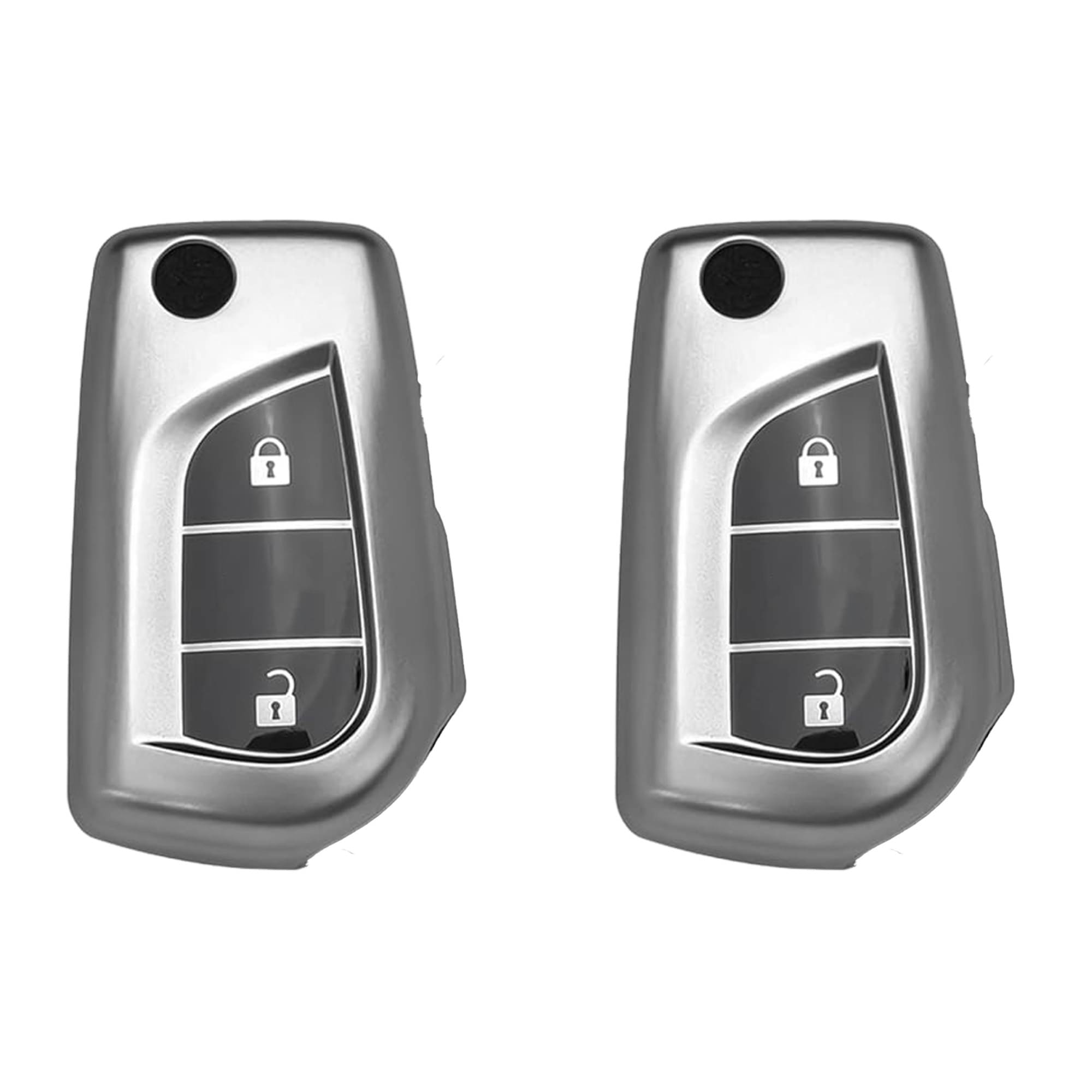 SIAGO TPU Key Cover and Metal Keychain Compatible for Toyota Corolla | Altis | Innova Crysta 2 Button Car Smart Key (Grey Pack of 2) SIAGO TPU Key Cover and Metal Keychain Compatible for Toyota Corolla | Altis | Innova Crysta 2 Button Car Smart Key (Grey Pack of 2)