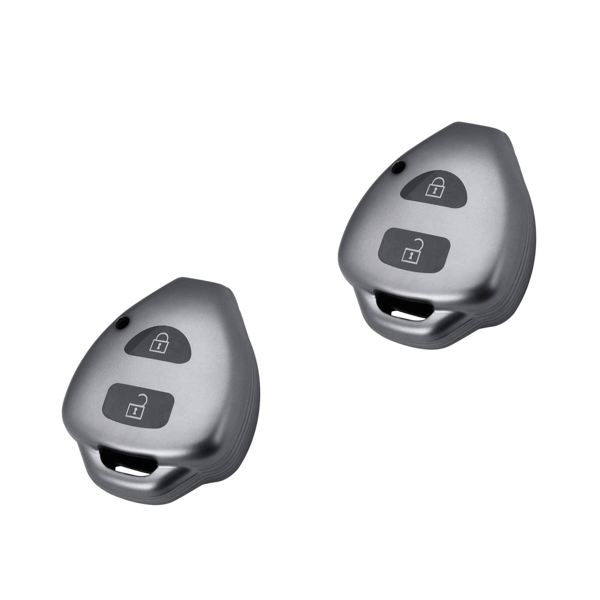     			SIAGO TPU Key Cover and Metal Keychain Compatible for innova, Fortuner 2 Button Smart Key (Grey Pack of 2)