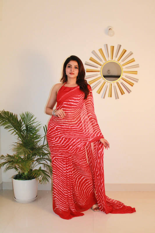 Sitanjali Lifestyle Georgette Printed Saree With Unstitched Blouse Piece ( Red ) Sitanjali Lifestyle Georgette Printed Saree With Unstitched Blouse Piece ( Red )