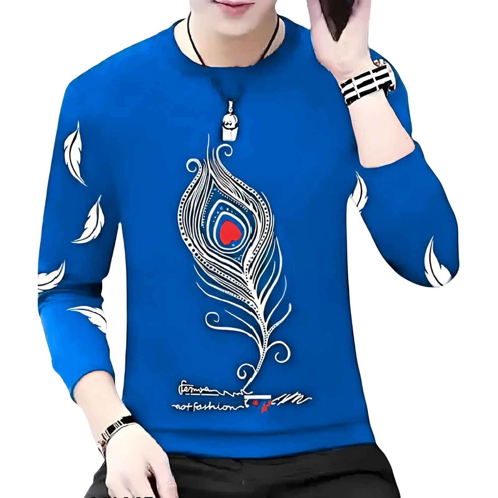 TICOSS Pack of 1 Cotton Blend Regular Fit Men's T-Shirt ( Blue ) TICOSS Pack of 1 Cotton Blend Regular Fit Men's T-Shirt ( Blue )