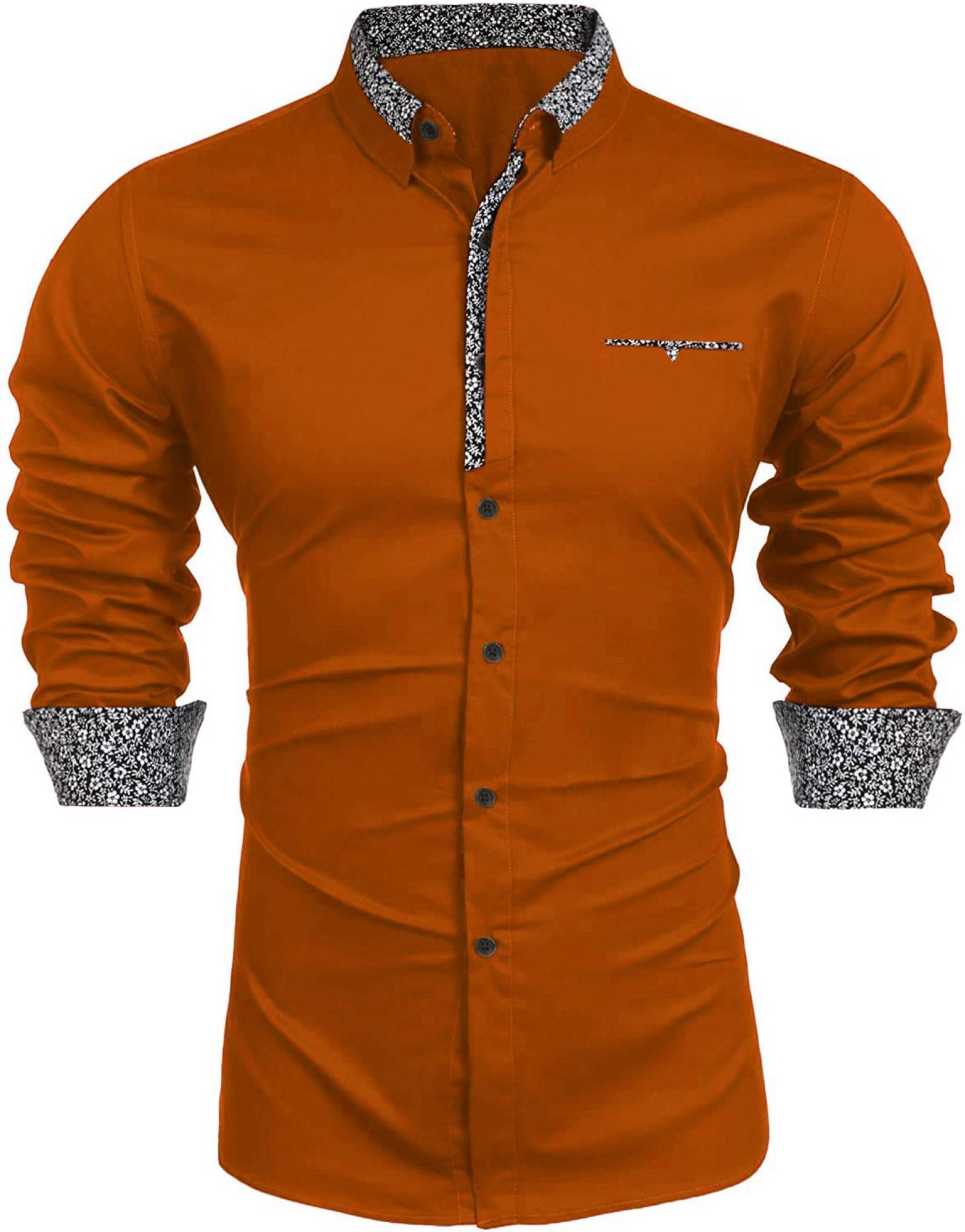 VERTUSY Cotton Blend Regular Fit Solids Full Sleeves Men's Casual Shirt - Orange ( Pack of 1 ) VERTUSY Cotton Blend Regular Fit Solids Full Sleeves Men's Casual Shirt - Orange ( Pack of 1 )