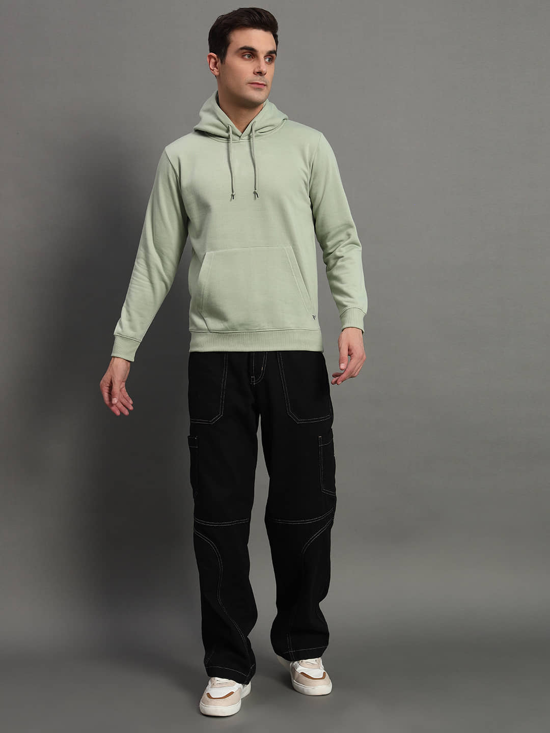 XYRIS Cotton Blend Hooded Men's Sweatshirt - Sea Green ( Pack of 1 )