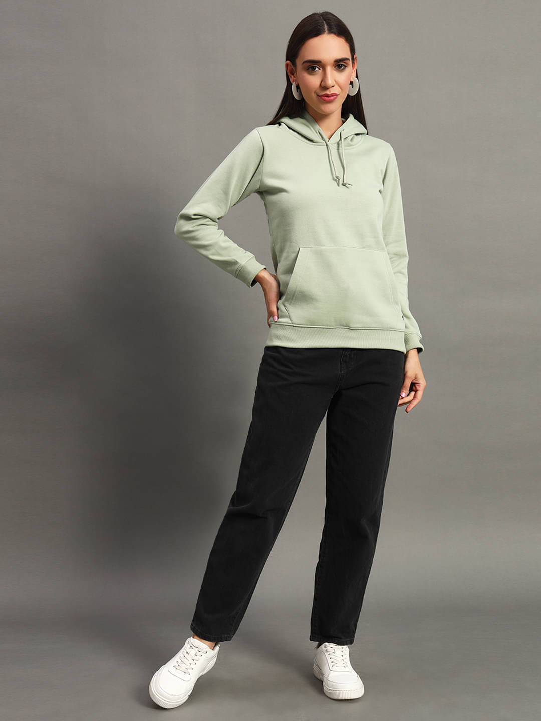 XYRIS Cotton Blend Women's Hooded Sweatshirt ( Green ) XYRIS Cotton Blend Women's Hooded Sweatshirt ( Green )