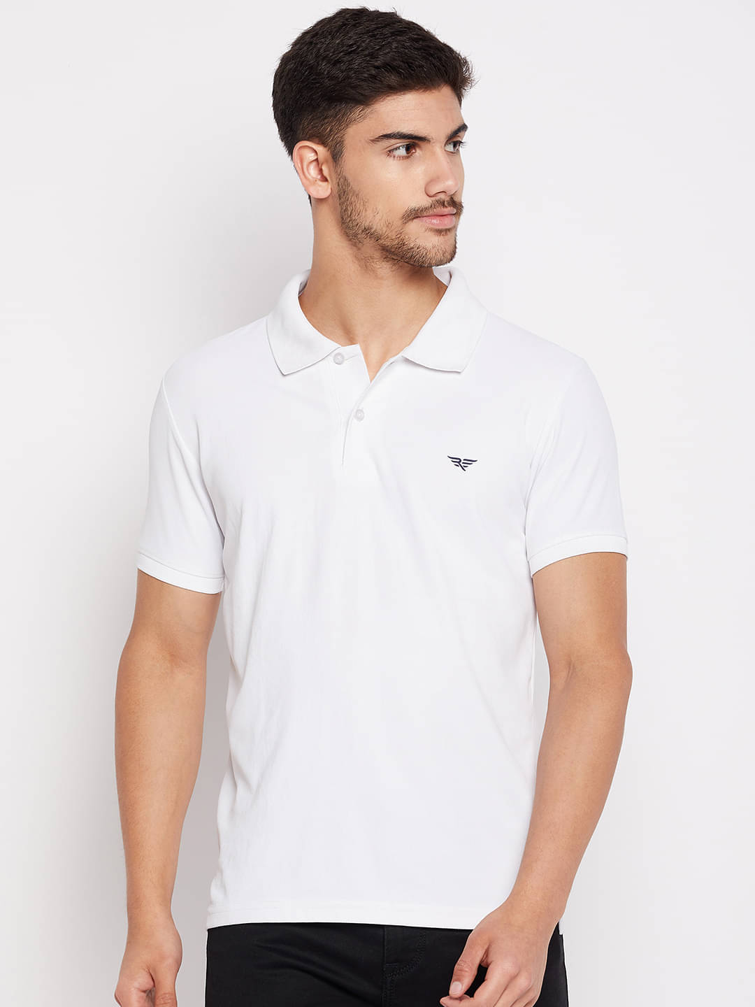     			XYRIS Pack of 1 Cotton Blend Regular Fit Solid Half Sleeves Men's Polo T Shirt ( White )