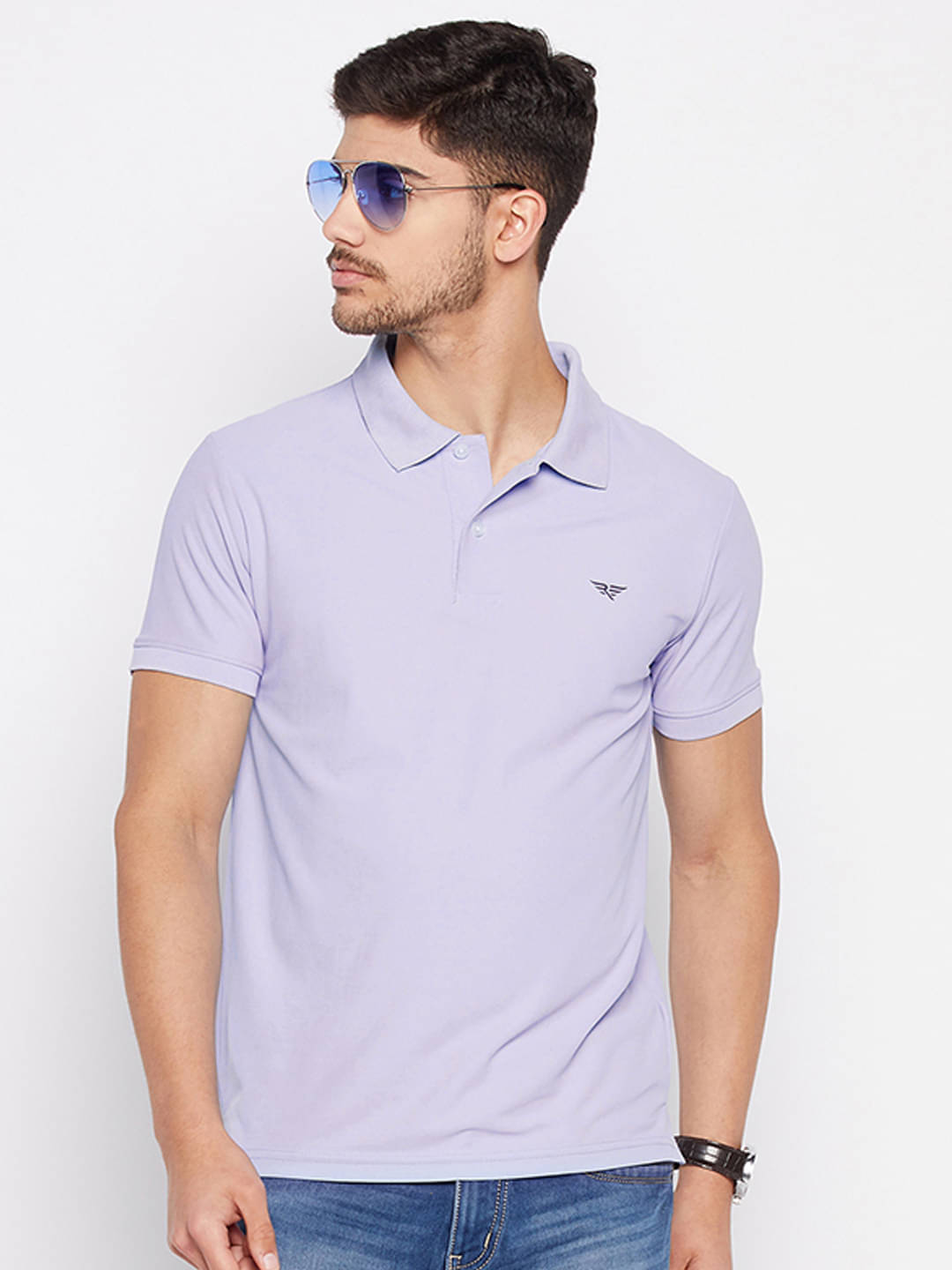     			XYRIS Pack of 1 Cotton Blend Regular Fit Solid Half Sleeves Men's Polo T Shirt ( Lavender )