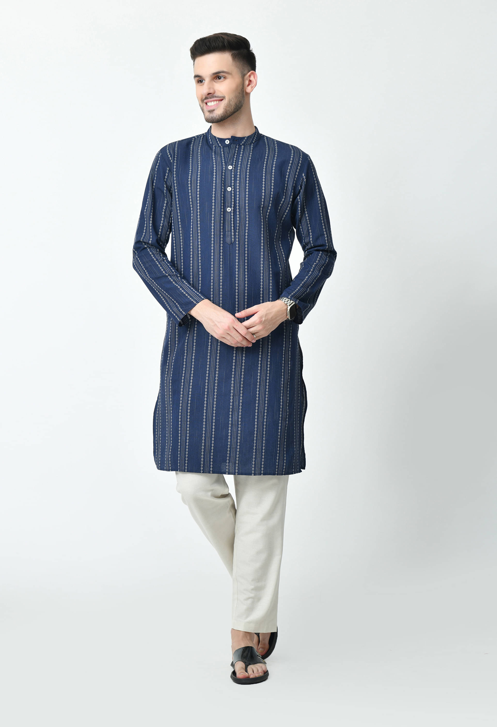 ALL WAYS YOU Blue Cotton Blend Men's Regular Kurta ( Pack of 1 ) ALL WAYS YOU Blue Cotton Blend Men's Regular Kurta ( Pack of 1 )