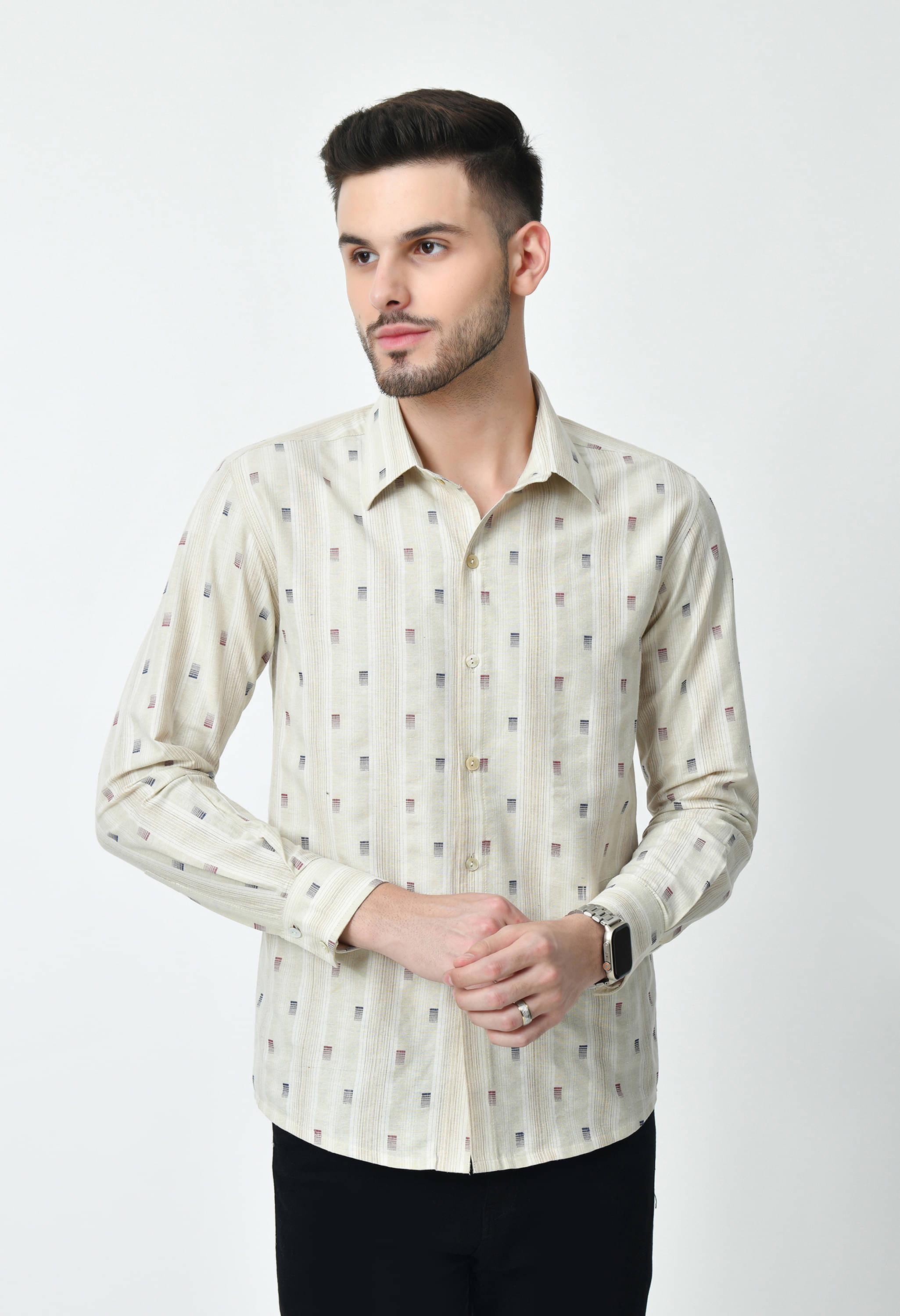 ALL WAYS YOU Cotton Blend Regular Fit Printed Full Sleeves Men's Casual Shirt - Beige ( Pack of 1 ) ALL WAYS YOU Cotton Blend Regular Fit Printed Full Sleeves Men's Casual Shirt - Beige ( Pack of 1 )