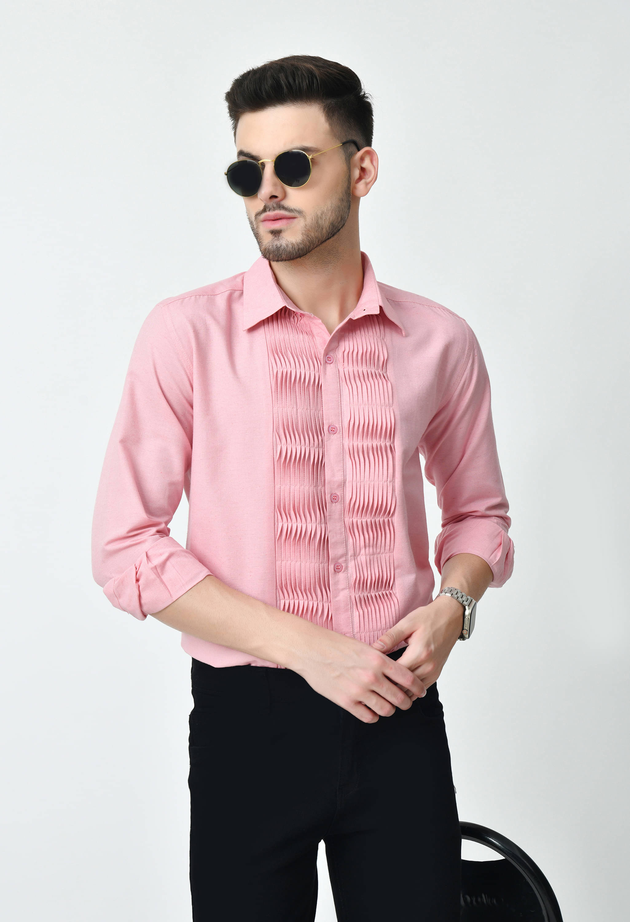     			ALL WAYS YOU Cotton Blend Regular Fit Solids Full Sleeves Men's Casual Shirt - Pink ( Pack of 1 )