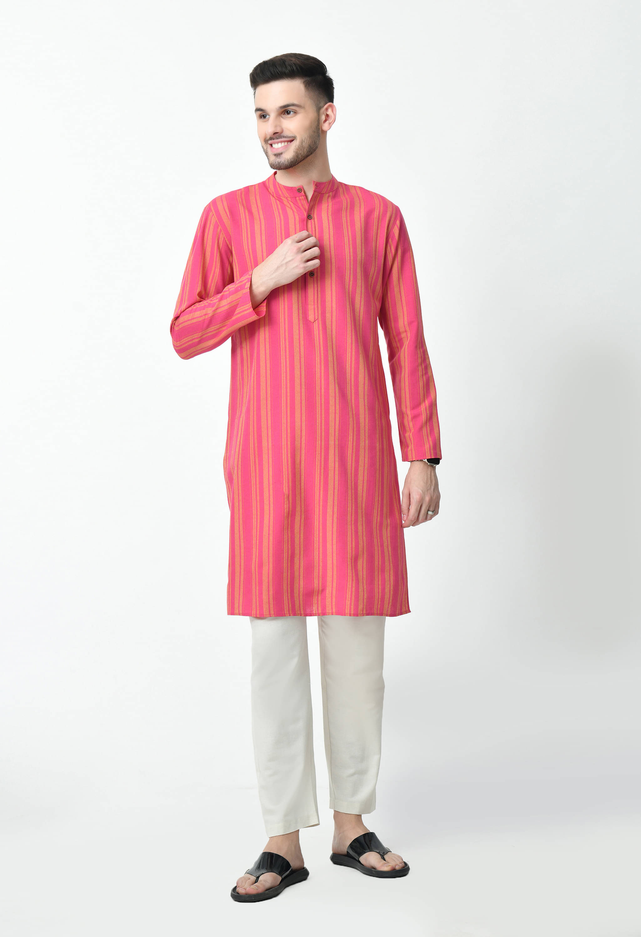 ALL WAYS YOU Pink Cotton Blend Men's Regular Kurta ( Pack of 1 ) ALL WAYS YOU Pink Cotton Blend Men's Regular Kurta ( Pack of 1 )