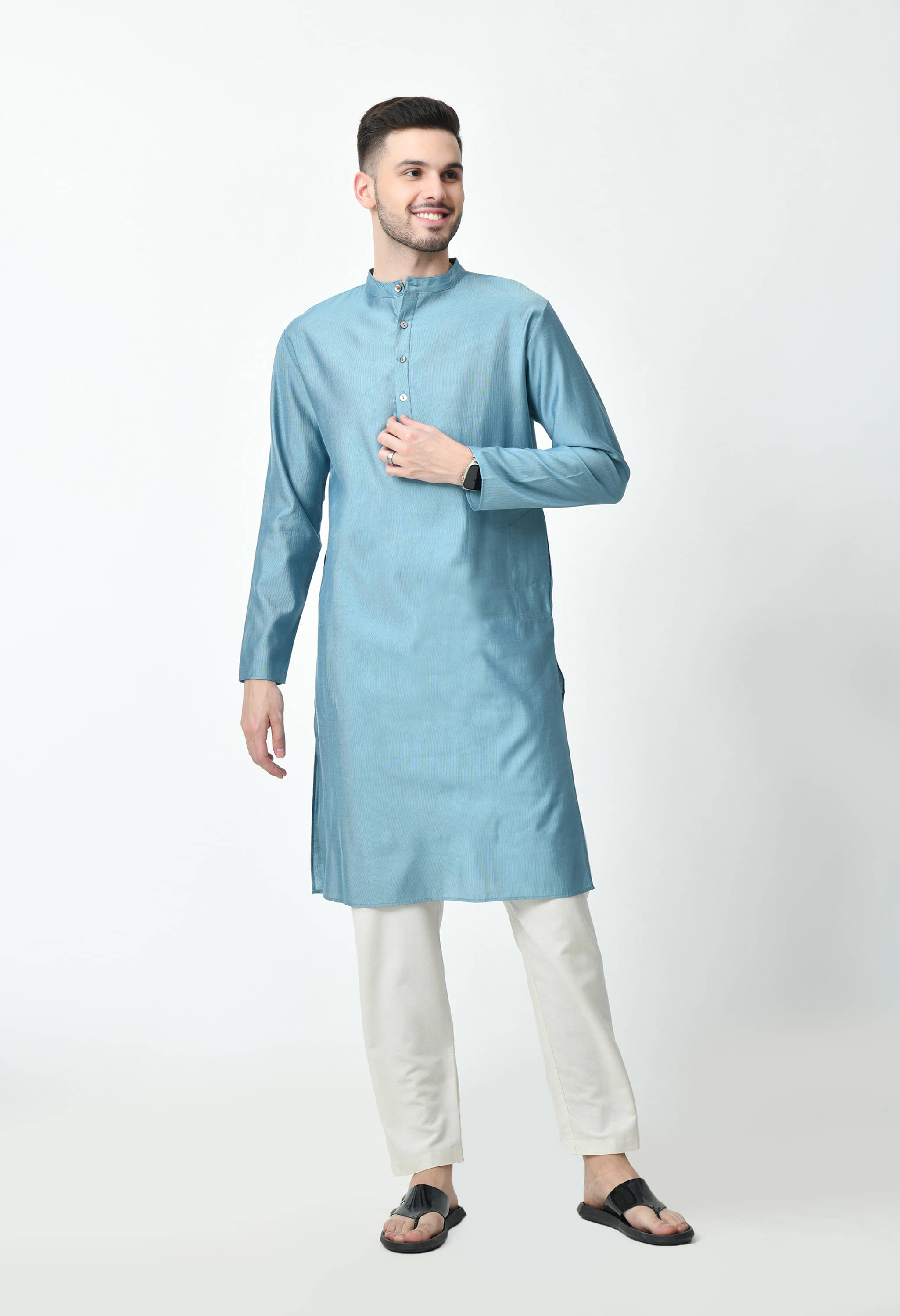ALL WAYS YOU Teal Cotton Blend Men's Regular Kurta ( Pack of 1 ) ALL WAYS YOU Teal Cotton Blend Men's Regular Kurta ( Pack of 1 )