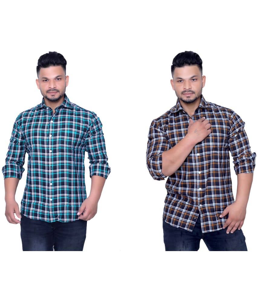 Aish N Ridh Cotton Regular Fit Checks Men's Casual Shirt - Multi ( Pack of 1 )