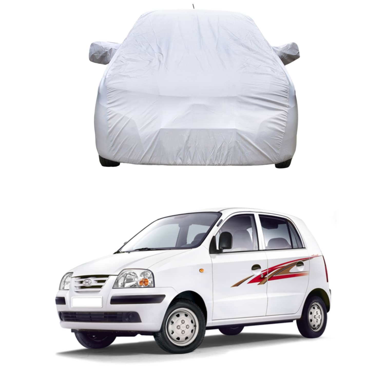 CARNEST Car Body Cover for Hyundai Santro Xing [2008-2015] With Mirror Pocket ( Pack of 1 ) , Silver