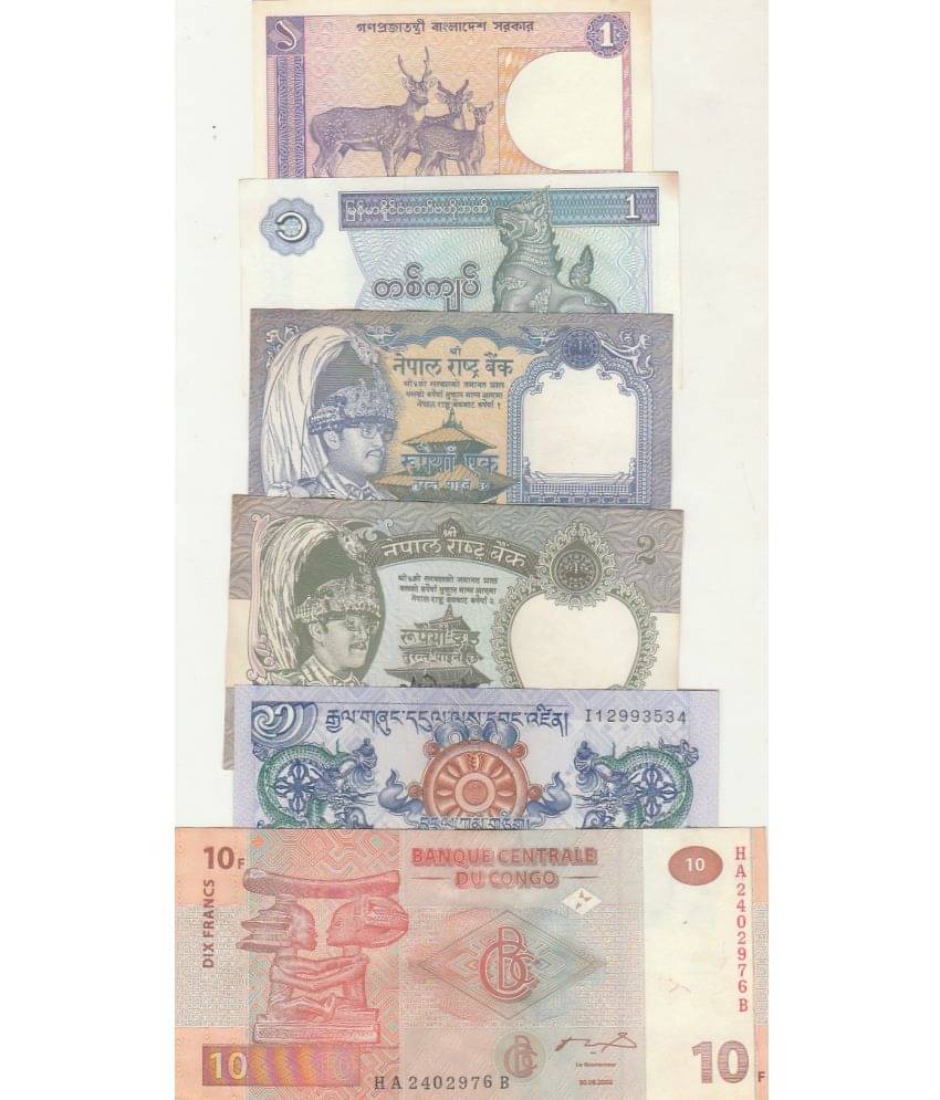 COIN AND HERITAGE GALLERY - 6N0TE NEPAL ,BANGLA-CONGO-MYNAMAR-BHUTAN 6 Numismatic Coins     			COIN AND HERITAGE GALLERY - 6N0TE NEPAL ,BANGLA-CONGO-MYNAMAR-BHUTAN 6 Numismatic Coins