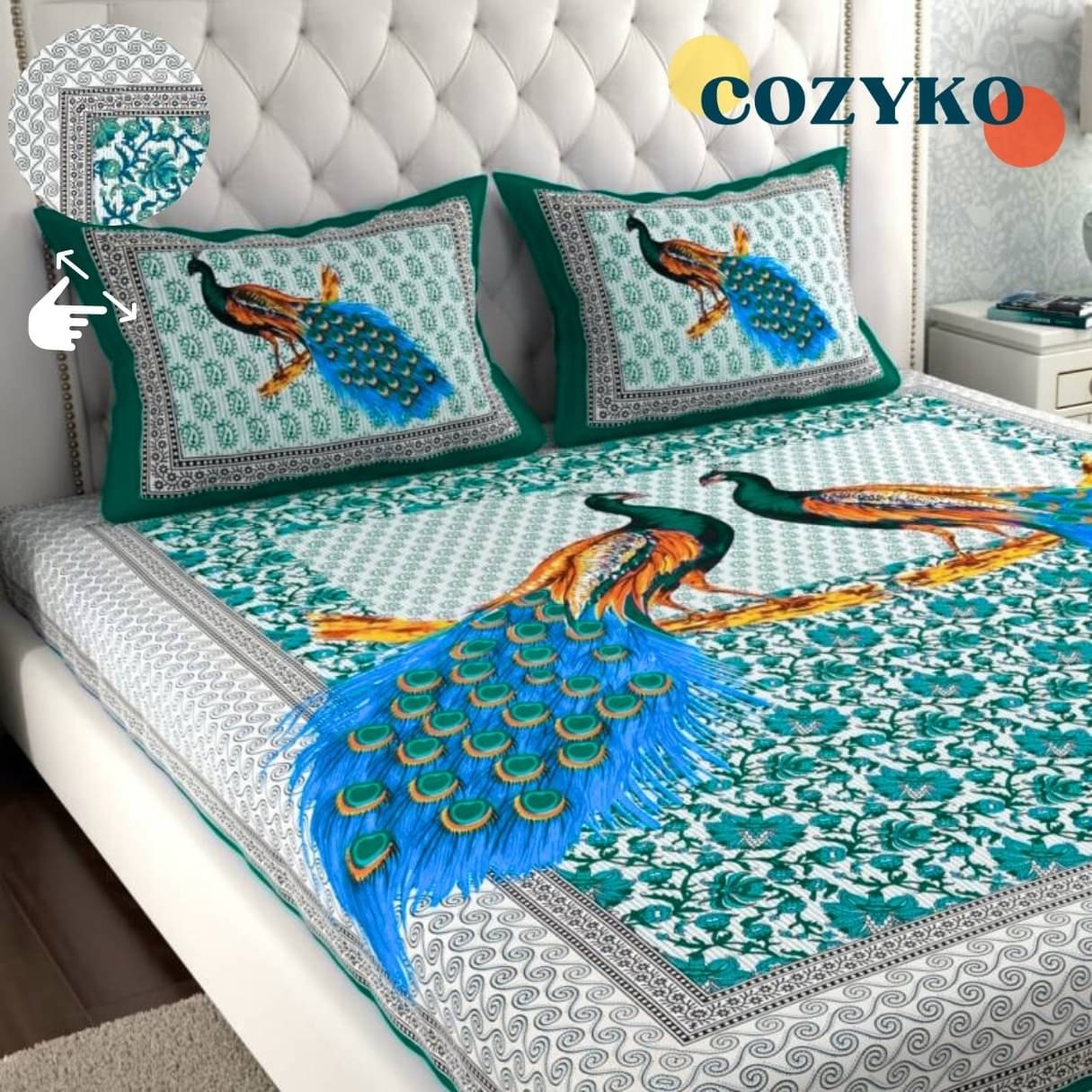 COZYKO Cotton 1 Double Queen Bedsheet with 2 Pillow Covers ( Blue ) COZYKO Cotton 1 Double Queen Bedsheet with 2 Pillow Covers ( Blue )