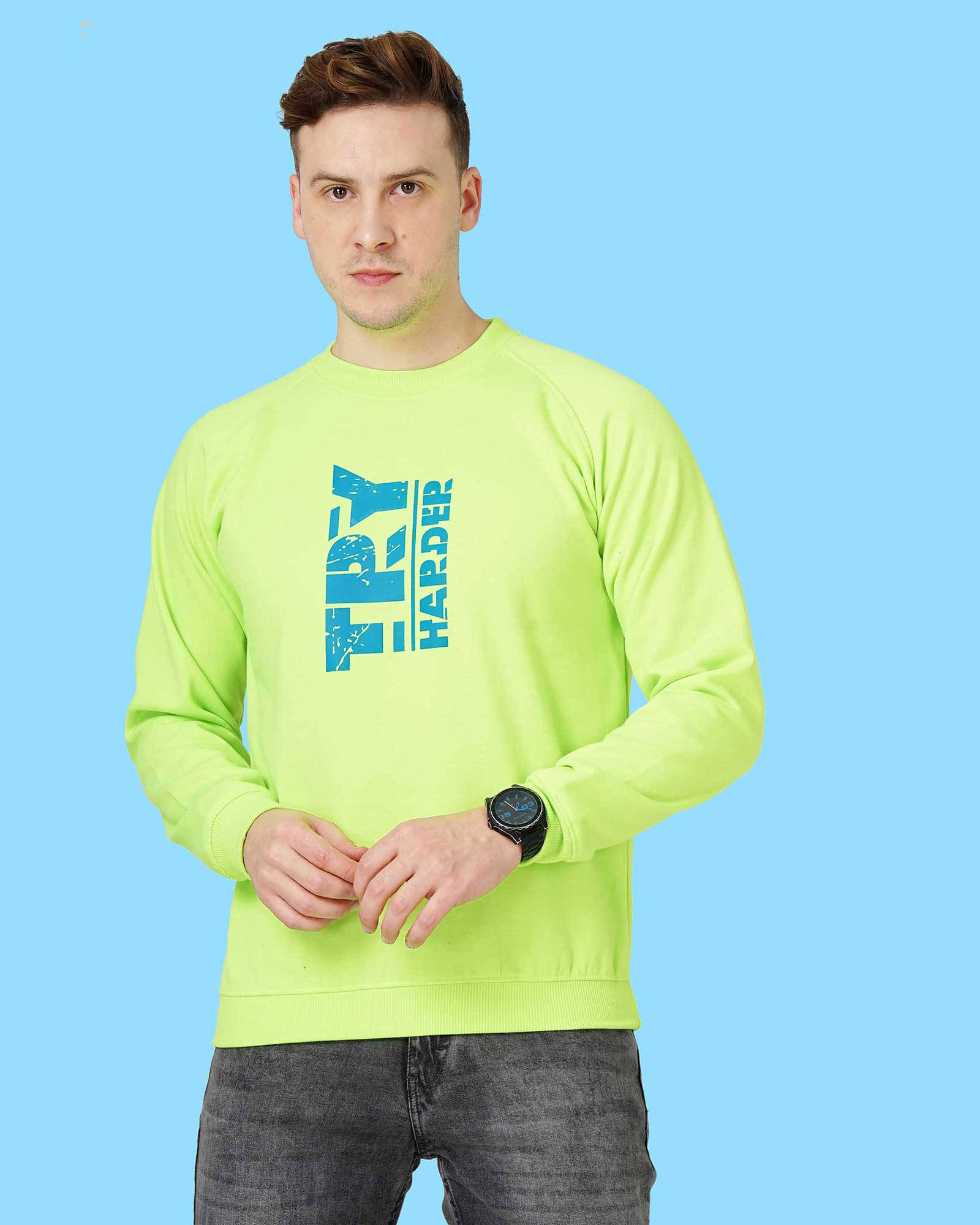     			Chanda Khuba Cotton Blend Hooded Men's Sweatshirt - Fluorescent Green ( Pack of 1 )