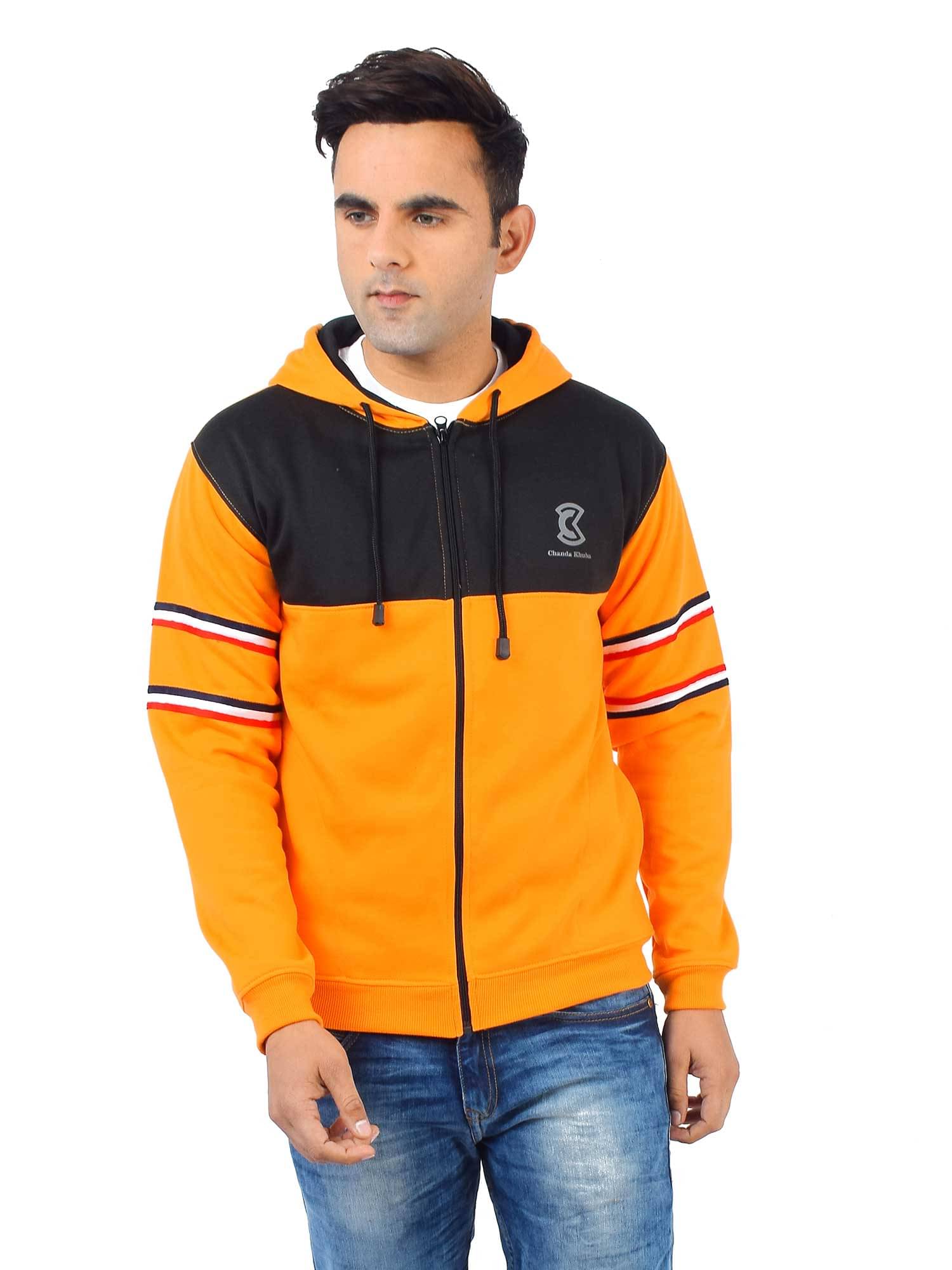 Chanda Khuba Cotton Blend Hooded Men's Sweatshirt - Orange ( Pack of 1 ) Chanda Khuba Cotton Blend Hooded Men's Sweatshirt - Orange ( Pack of 1 )
