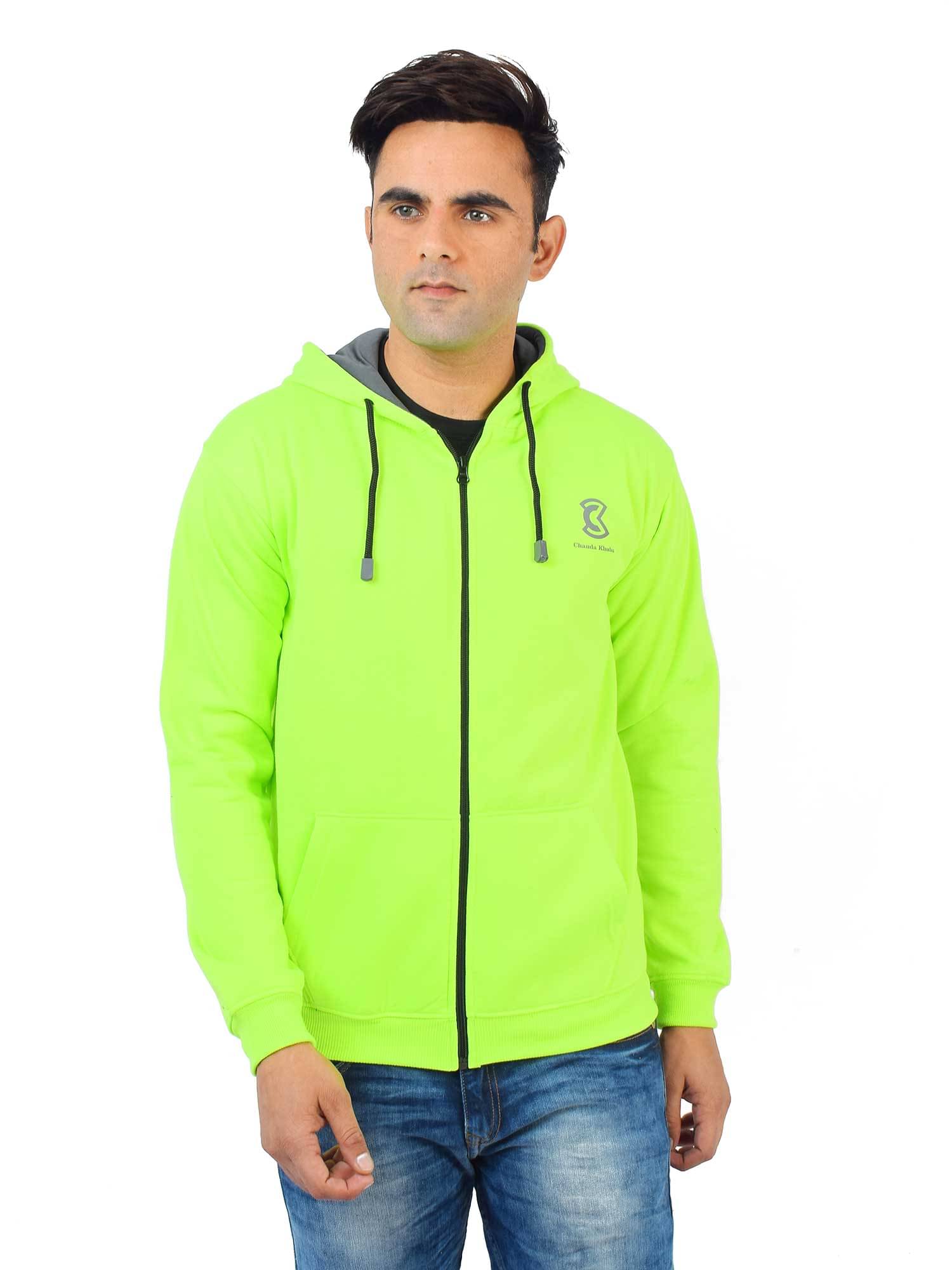     			Chanda Khuba Cotton Blend Hooded Men's Sweatshirt - Fluorescent Green ( Pack of 1 )