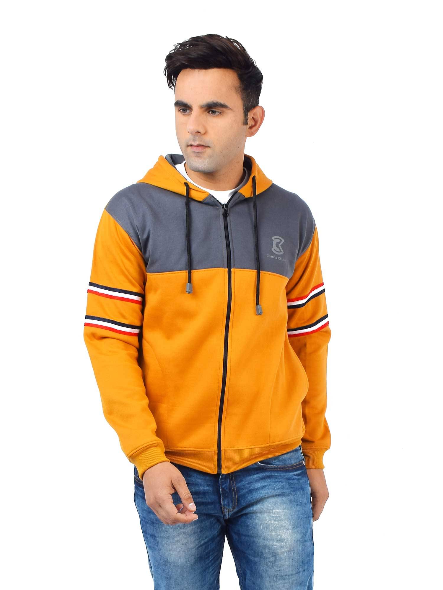 Chanda Khuba Cotton Blend Hooded Men's Sweatshirt - Mustard ( Pack of 1 ) Chanda Khuba Cotton Blend Hooded Men's Sweatshirt - Mustard ( Pack of 1 )