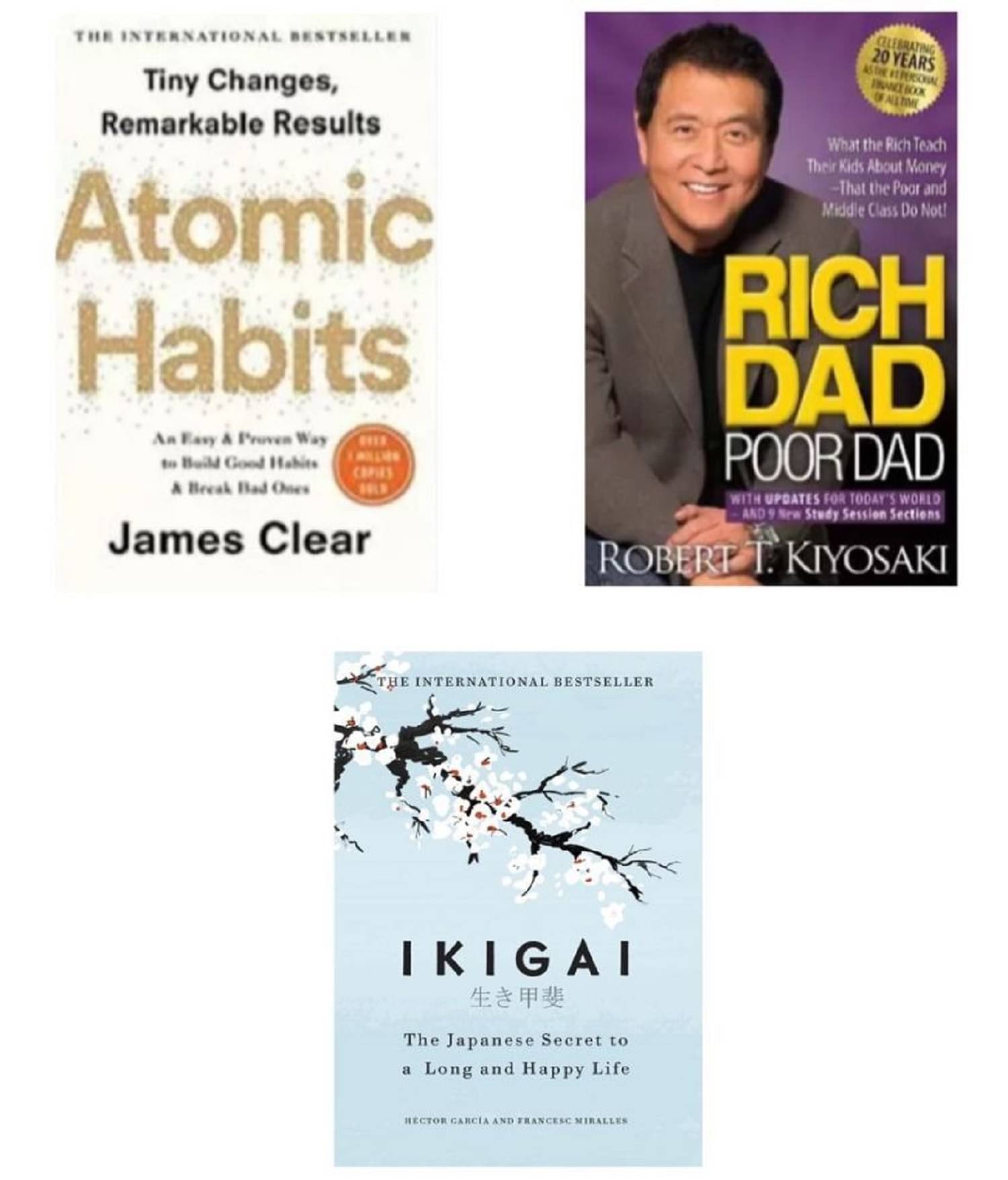     			( Combo Of 3 Pack ) Atomic Hbaits & Rich Dad Poor Dar & Ikigai Paperback HECTOR GARCIA & FRANCESC MIRLLES, JAMES, ROBERT KIYOSAKI