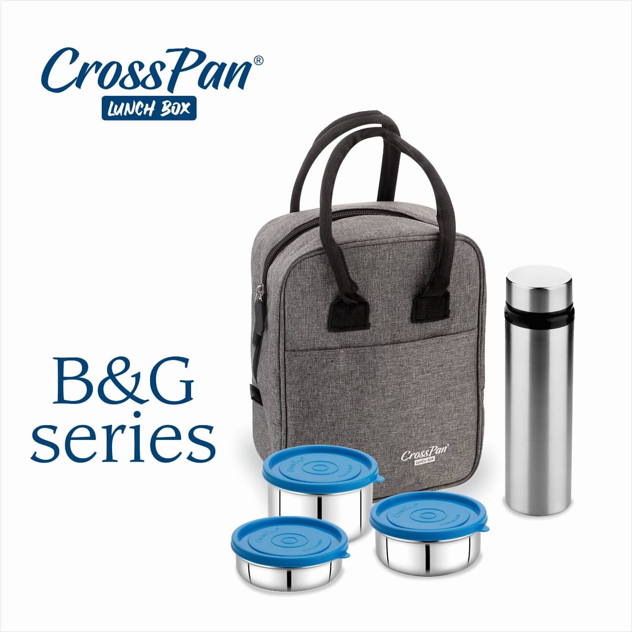 CrossPan B&G Lunch Bag with SS Bottle Stainless Steel Lunch Box 3 - Container ( Pack of 1 ) CrossPan B&G Lunch Bag with SS Bottle Stainless Steel Lunch Box 3 - Container ( Pack of 1 )