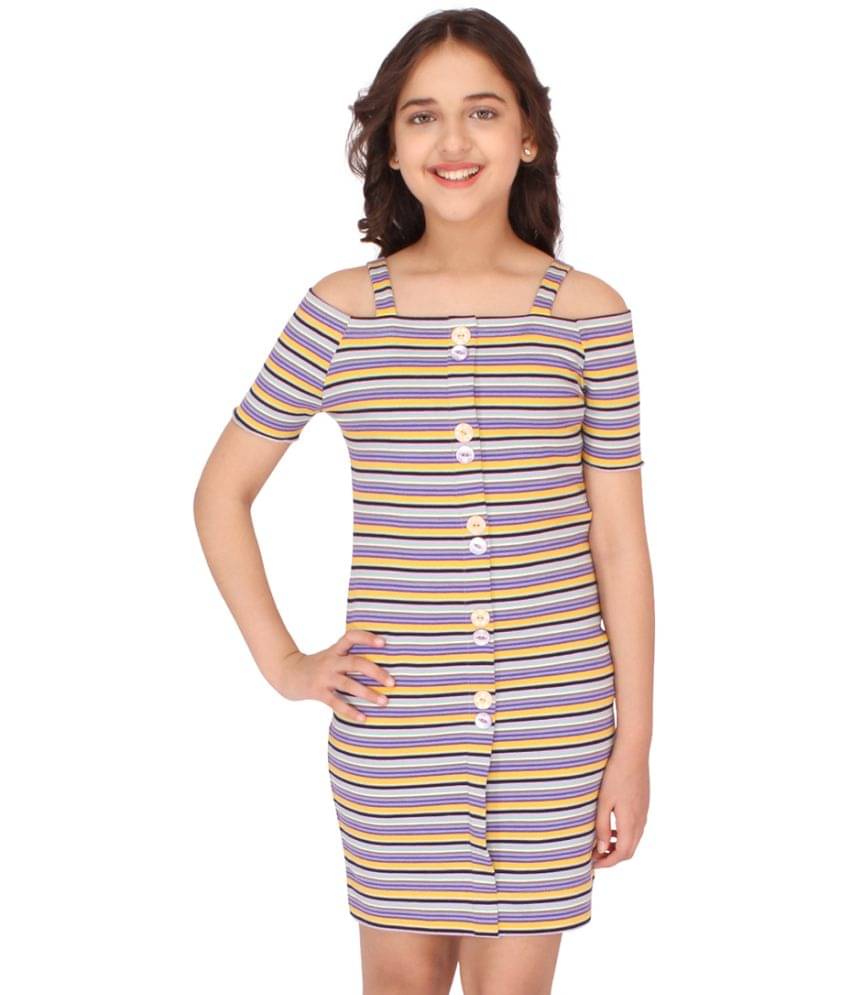    			Cutecumber Cotton Blend A-line Dress For Girls ( Pack of 1 , Purple )