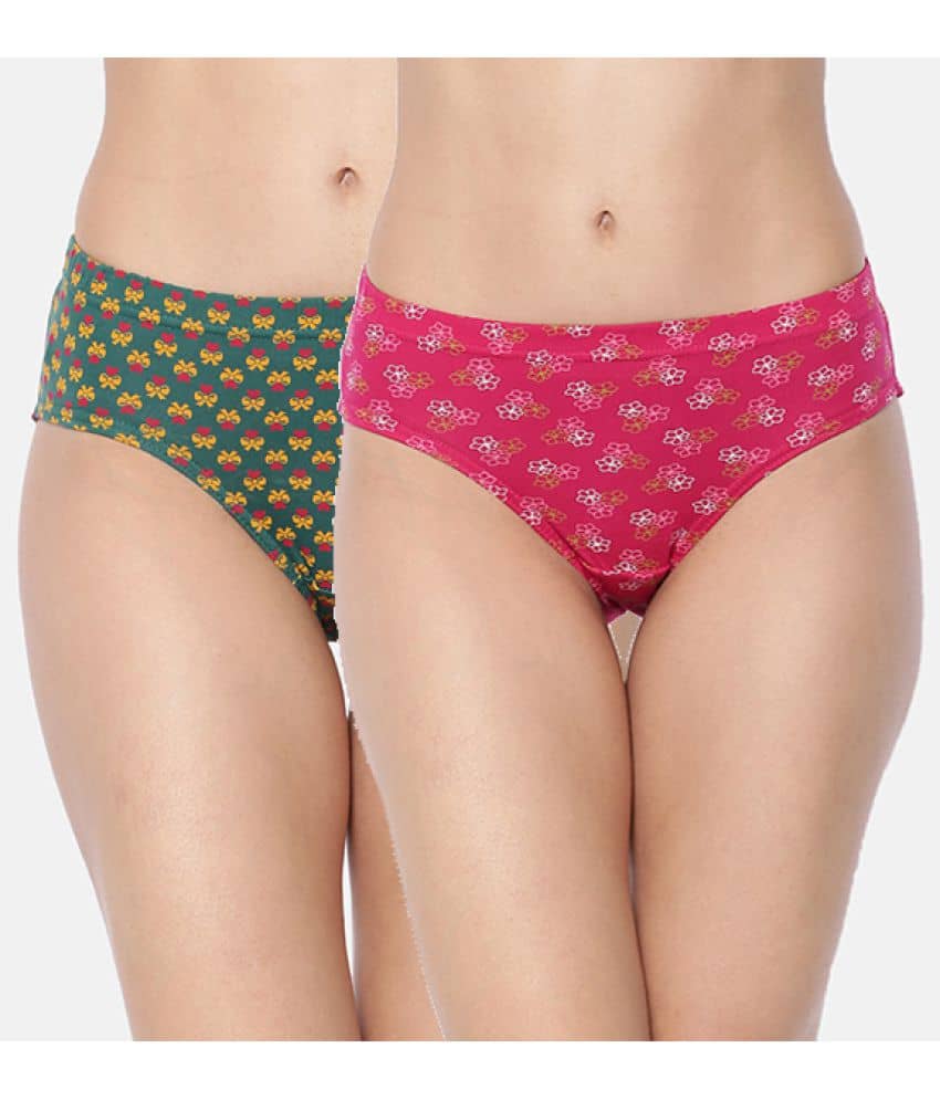 Dollar Missy Pack of 2 Cotton Printed Women's Hipster ( Multi Color )