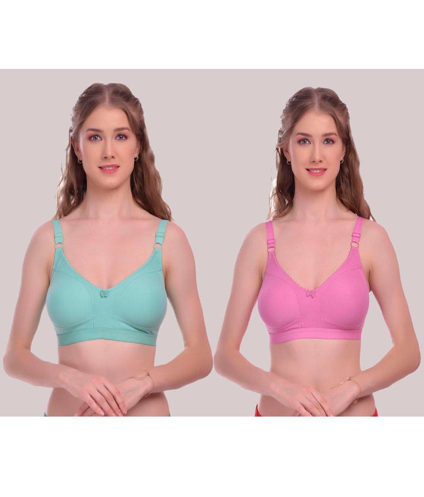     			Elina Pack of 2 Cotton Non Padded Women's T-Shirt Bra ( Lime Green )