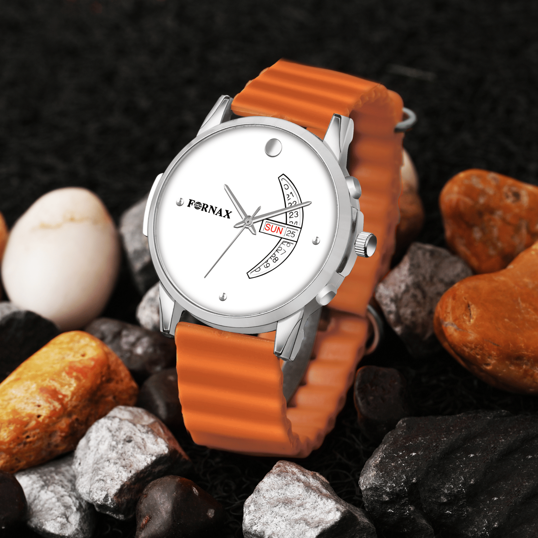     			FORNAX Orange Silicon Analog Men's Watch