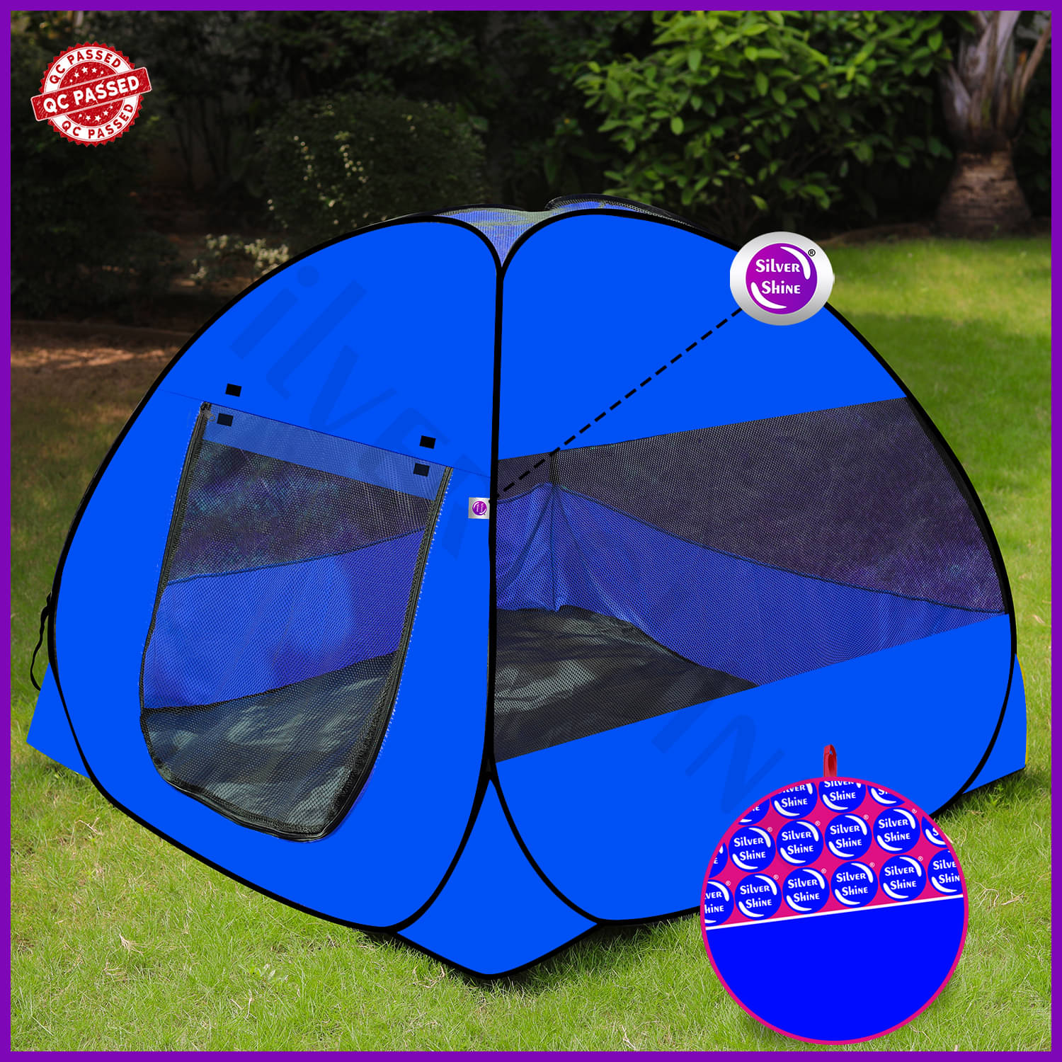     			Foldable Blue Patterns Popup Kids Play Tent House