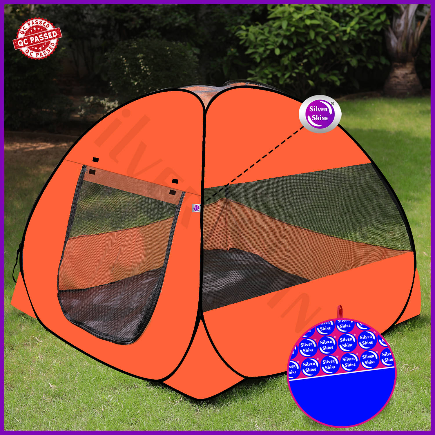     			Foldable Orange Patterns Popup Kids Play Tent House