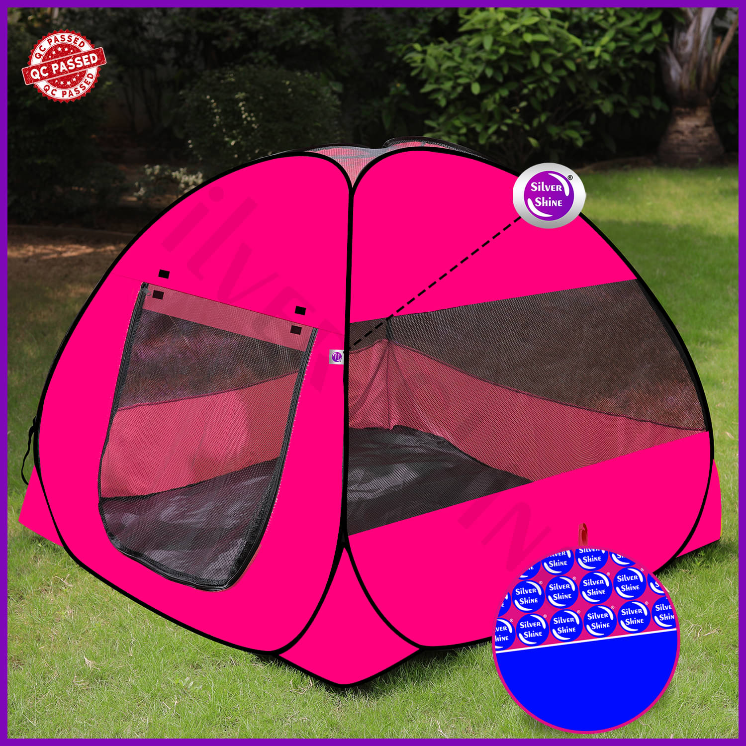     			Foldable Pink Patterns Popup Kids Play Tent House