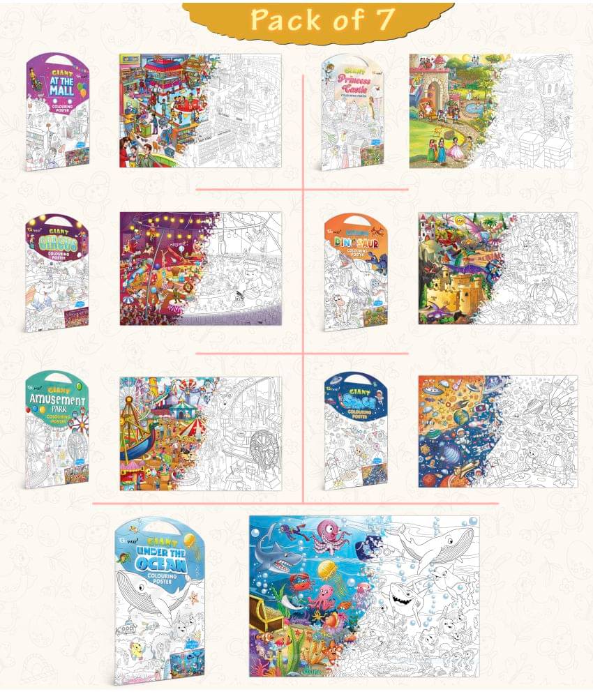 GIANT AT THE MALL COLOURING , GIANT PRINCESS CASTLE COLOURING , GIANT CIRCUS COLOURING , GIANT DINOSAUR COLOURING , GIANT AMUSEMENT PARK COLOURING , GIANT SPACE COLOURING and GIANT UNDER THE OCEAN COLOURING | Set of 7 I Coloring Super Bundle     			GIANT AT THE MALL COLOURING , GIANT PRINCESS CASTLE COLOURING , GIANT CIRCUS COLOURING , GIANT DINOSAUR COLOURING , GIANT AMUSEMENT PARK COLOURING , GIANT SPACE COLOURING and GIANT UNDER THE OCEAN COLOURING | Set of 7 I Coloring Super Bundle