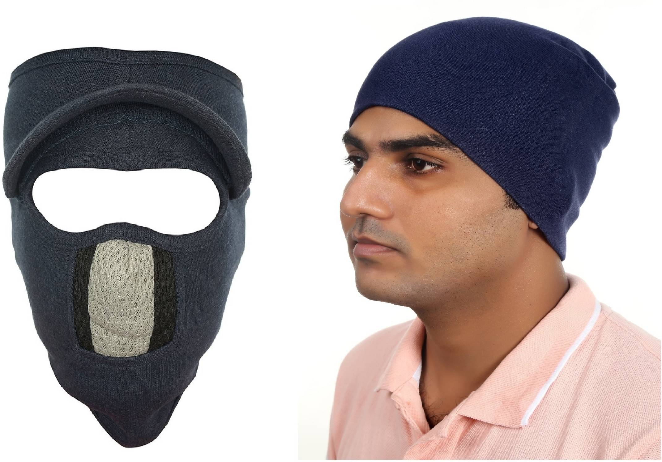 H-Store Black Cotton Face & Head Cover Combo     			H-Store Black Cotton Face & Head Cover Combo