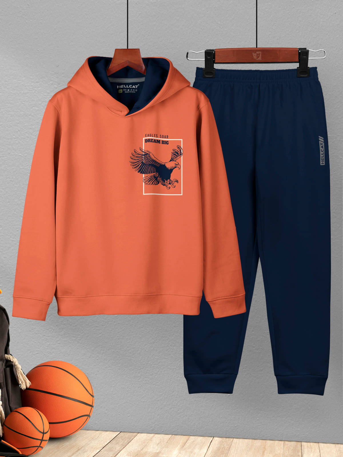     			HELLCAT Pack of 1 Boys Cotton Blend Sweatshirt & Trackpant Set ( Orange )