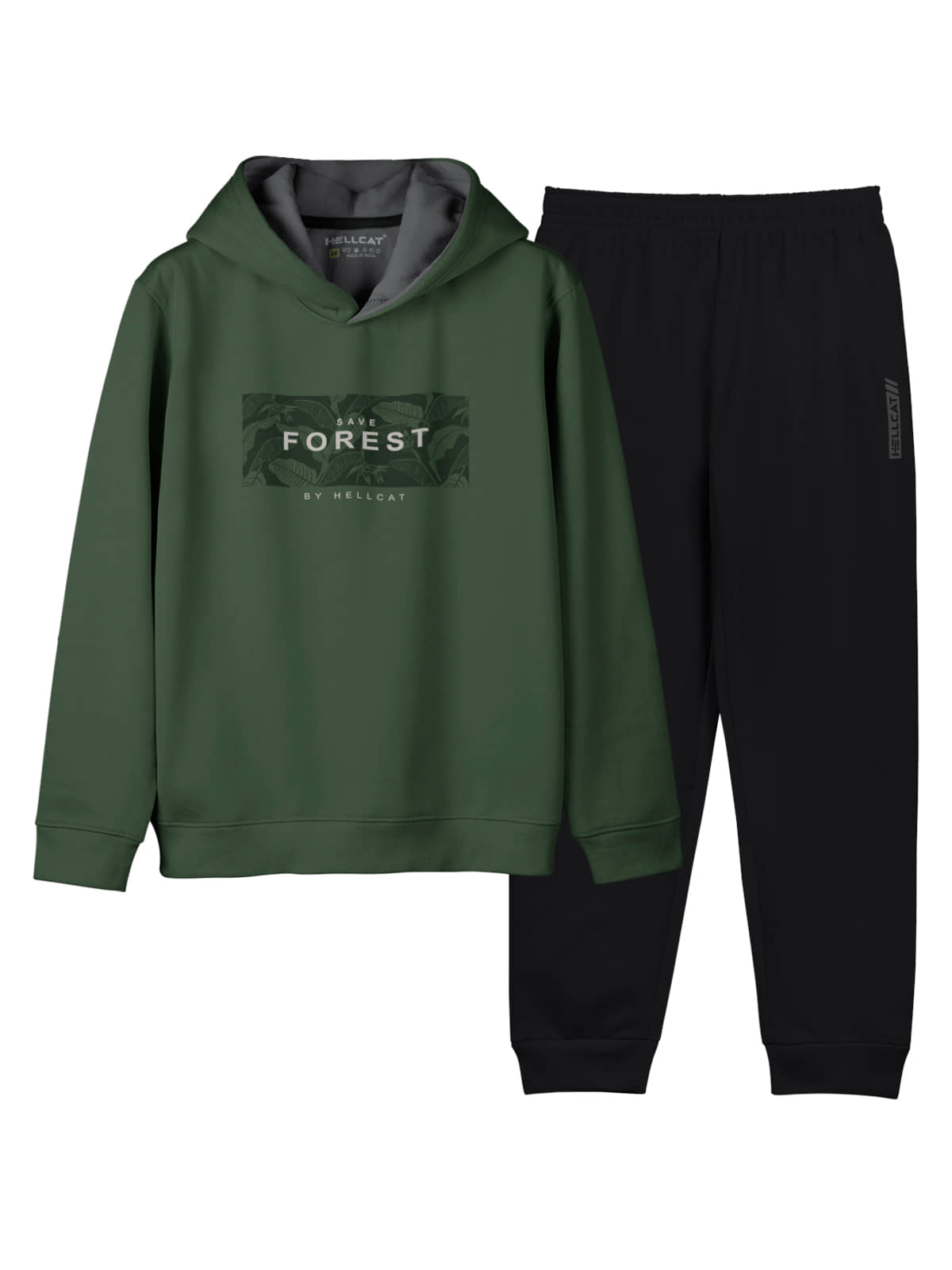 HELLCAT Pack of 1 Girls Cotton Blend Top With Pants ( Olive )